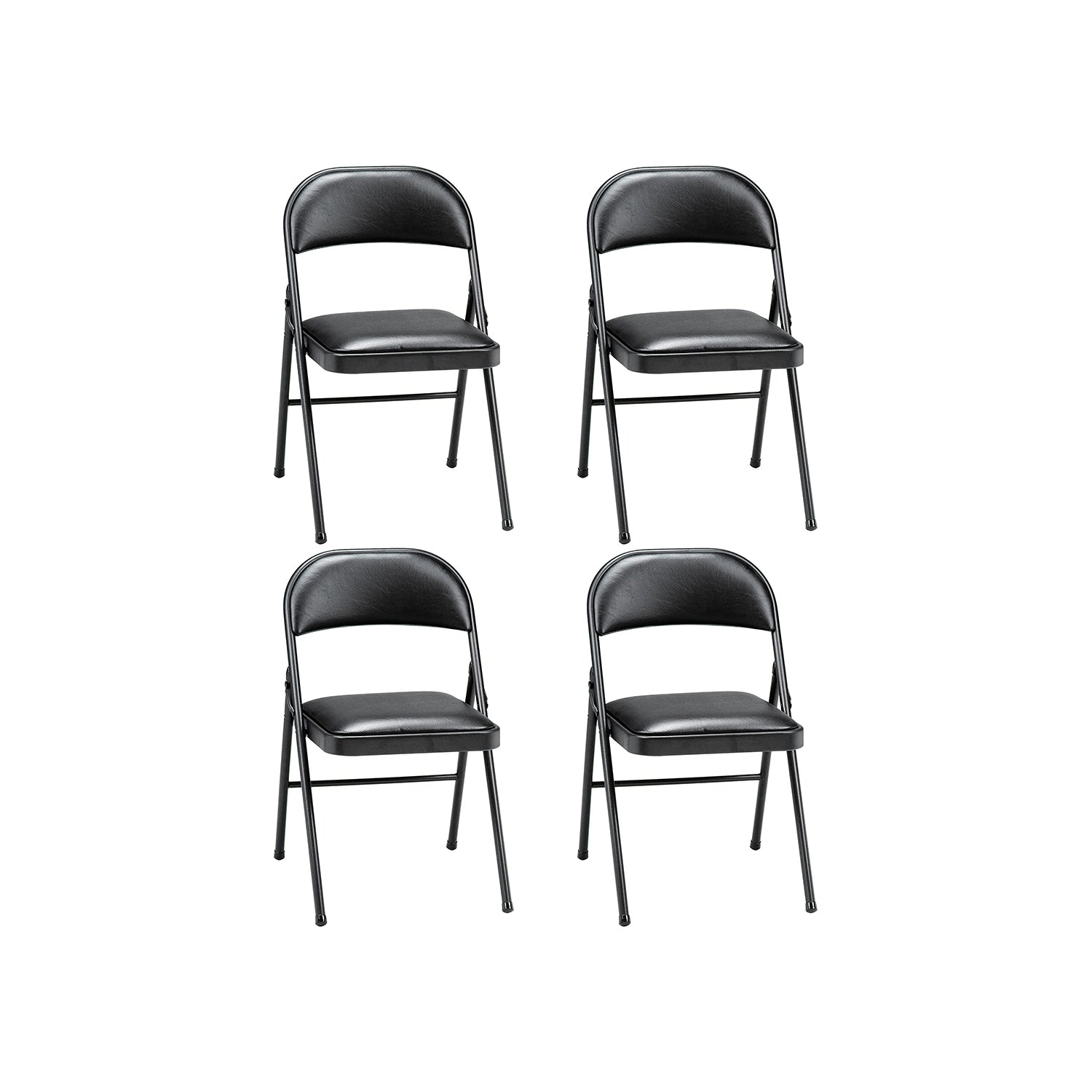MECO 4-Pack of Deluxe Vinyl Padded Folding Chairs with 16 x 16 Inch Seat, Black - Smart-nests