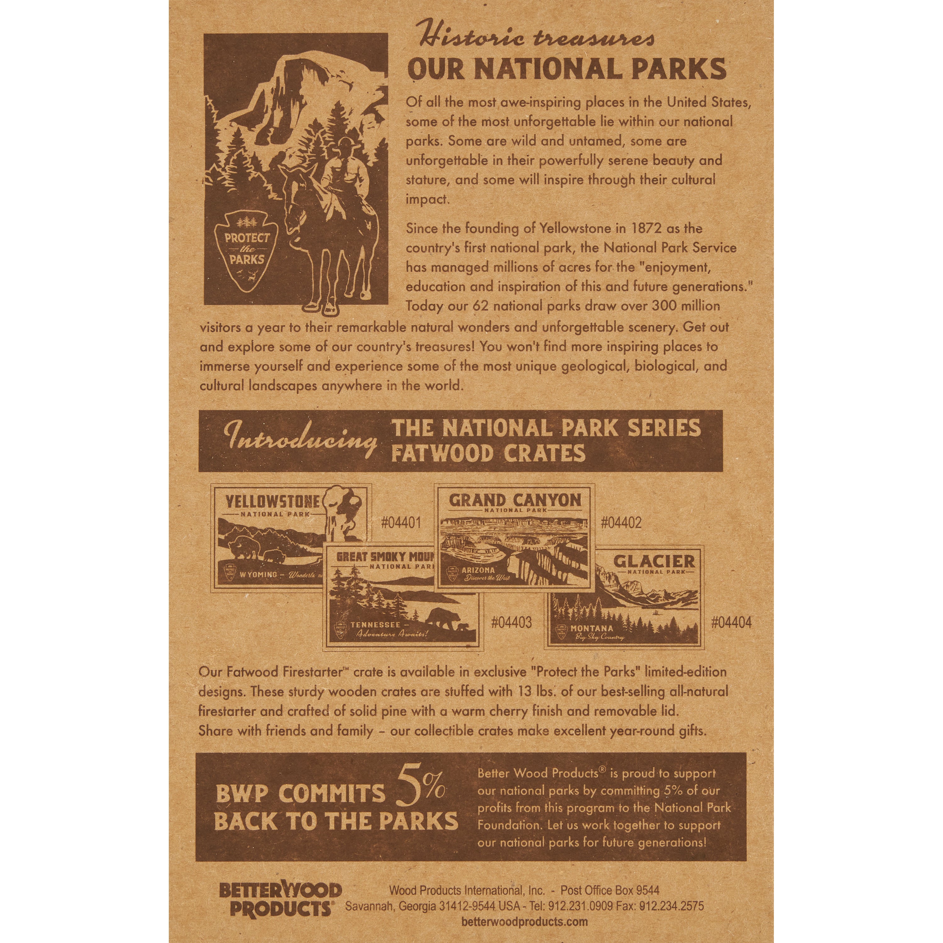Better Wood Products Protect the Parks Series Fatwood Firestarter Crate, Glacier - Smart-nests