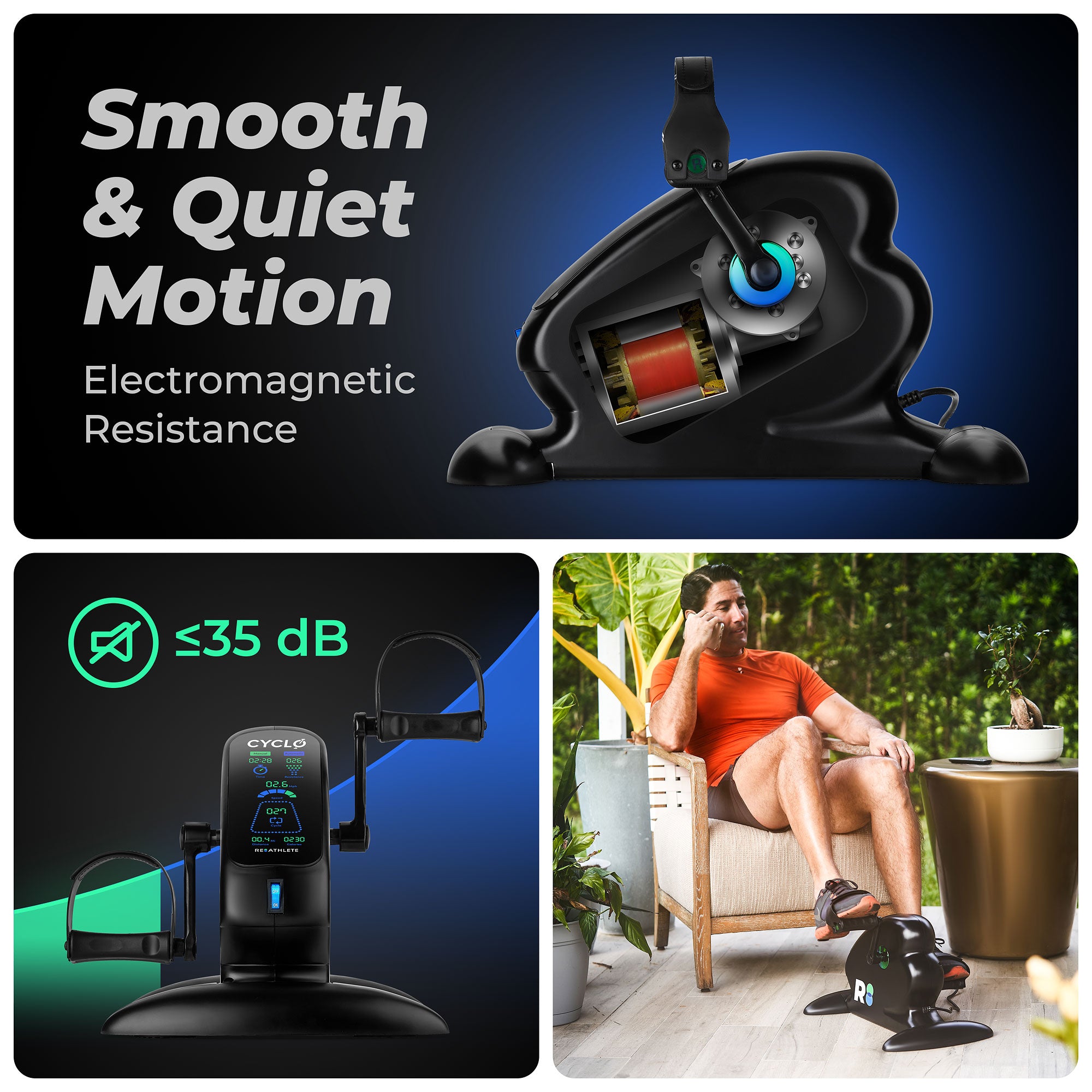 REATHLETE CYCLO Compact Electric Pedal Exerciser for Training and Rehabilitation - Smart-nests