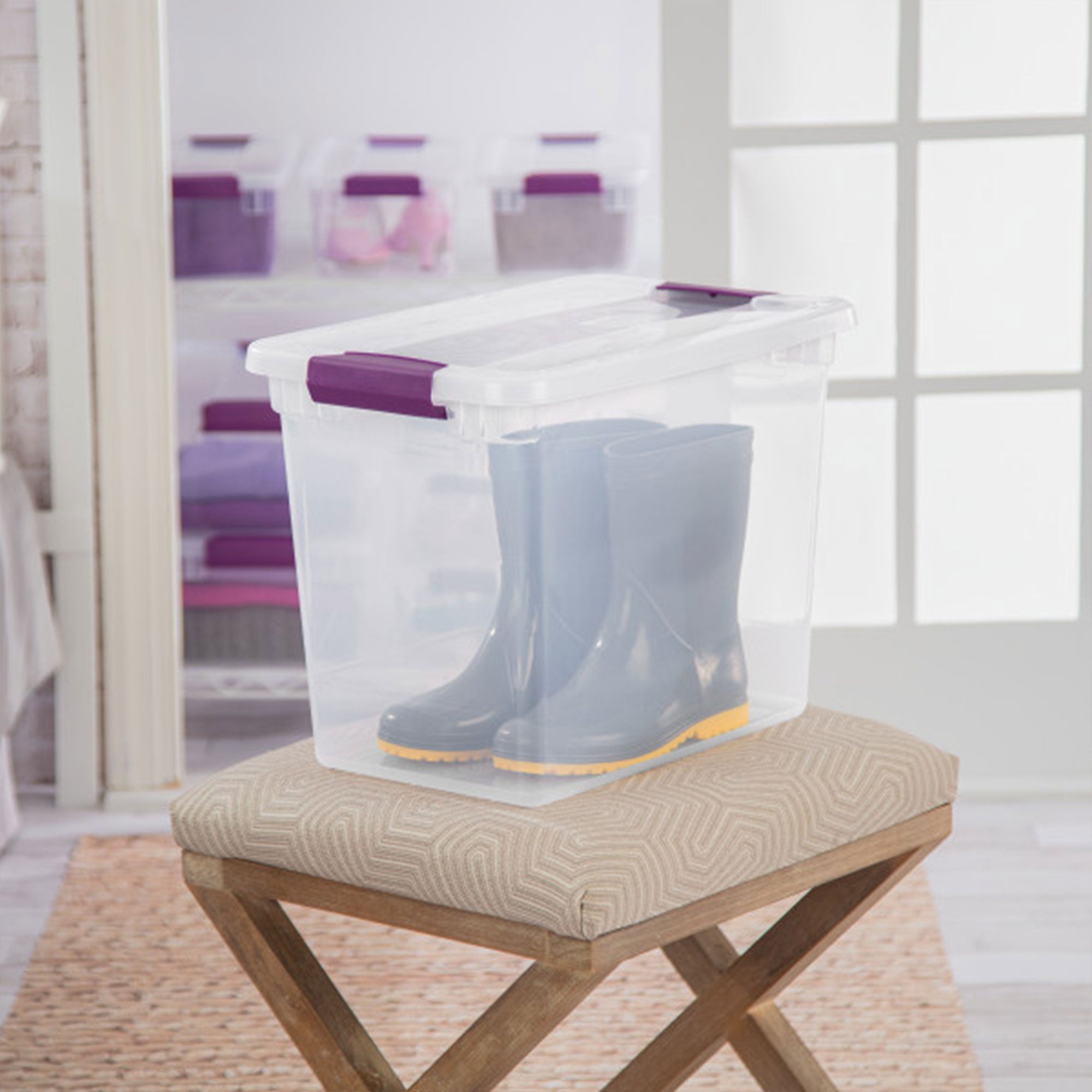 Sterilite 27 Qt ClearView Latch Storage Stackable Bin with Latching Lid, 6 Pack - Smart-nests