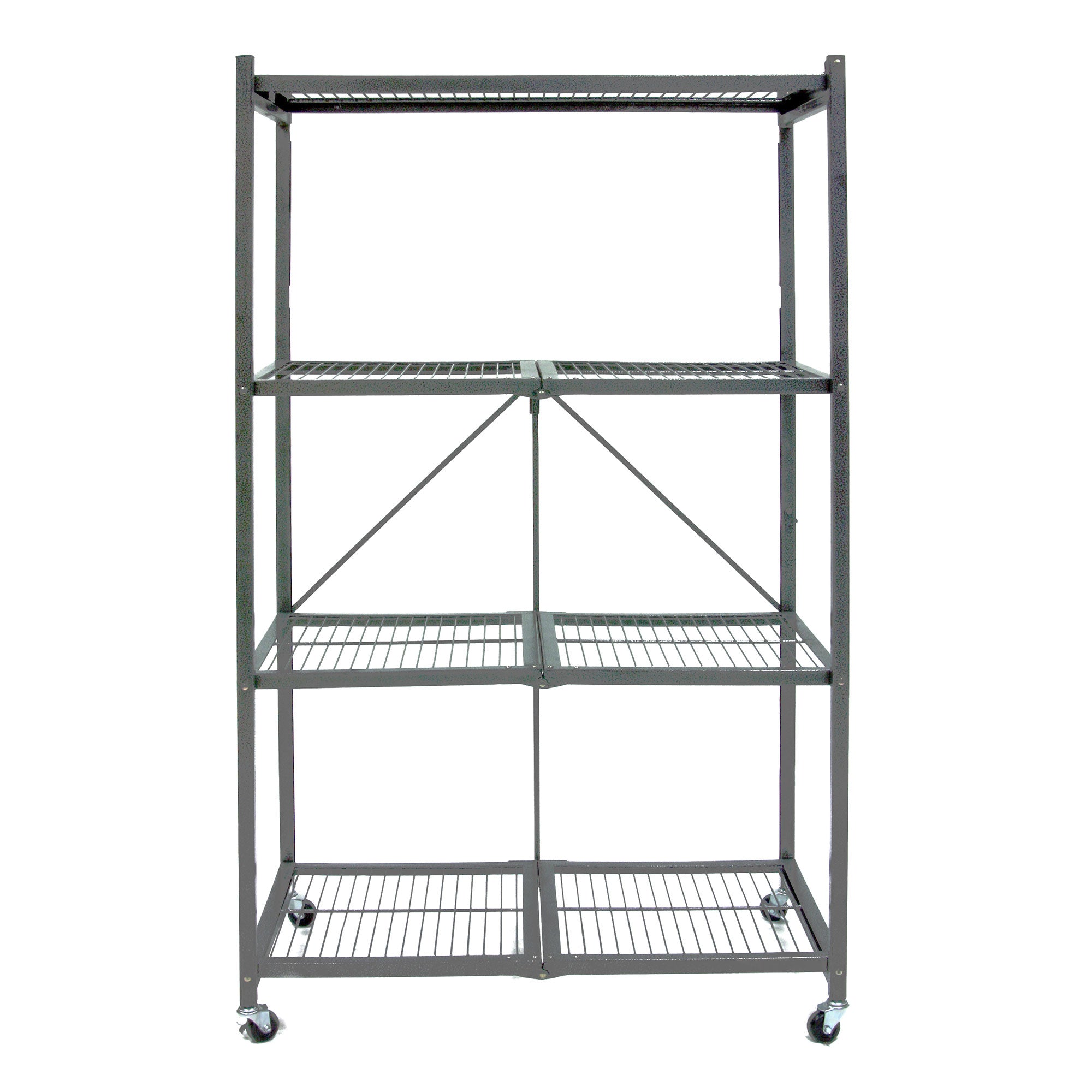 Origami 4 Tier Multipurpose Folding Storage Organizing Rack with Wheels, Gray - Smart-nests