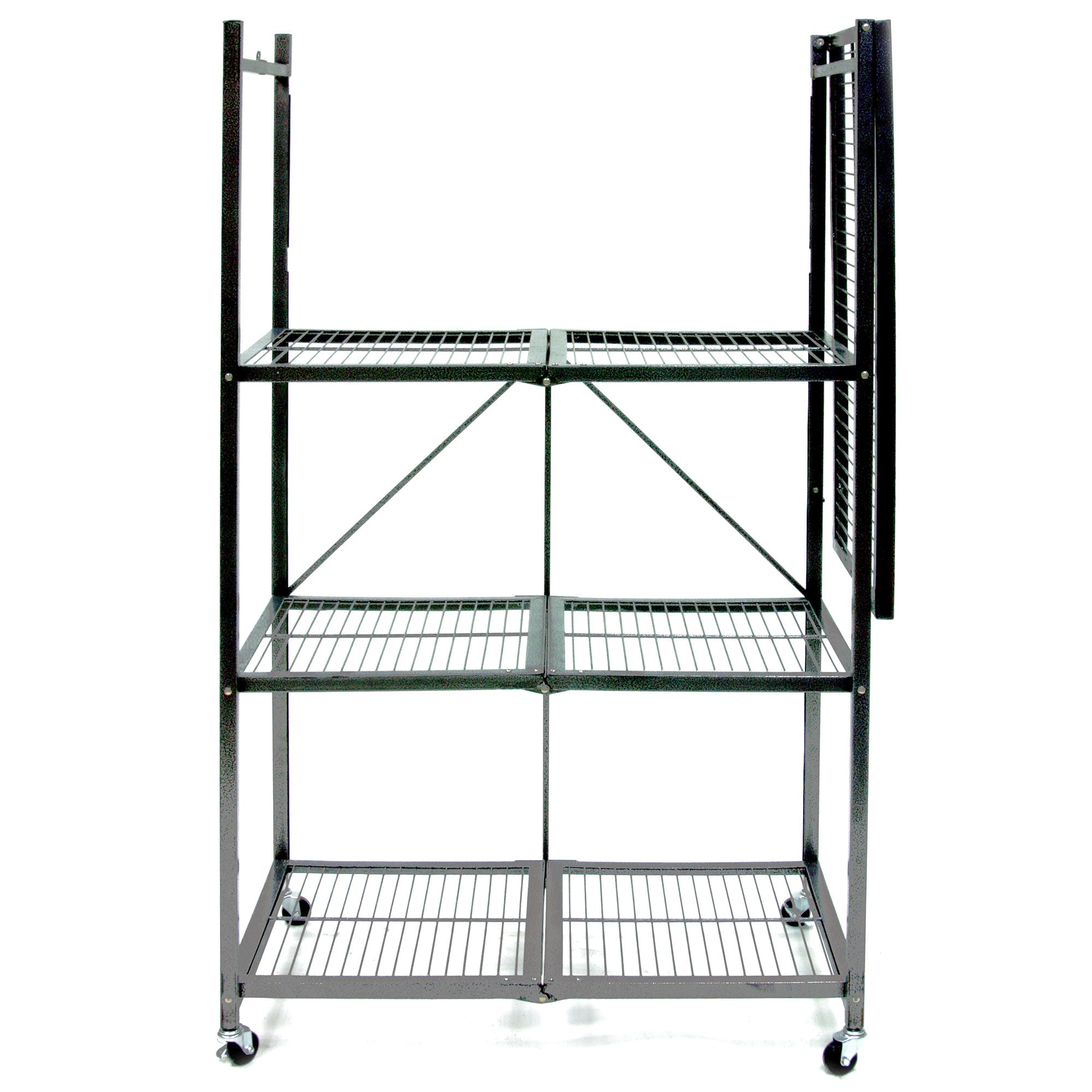 Origami 4 Tier Multipurpose Folding Storage Organizing Rack with Wheels, Gray - Smart-nests