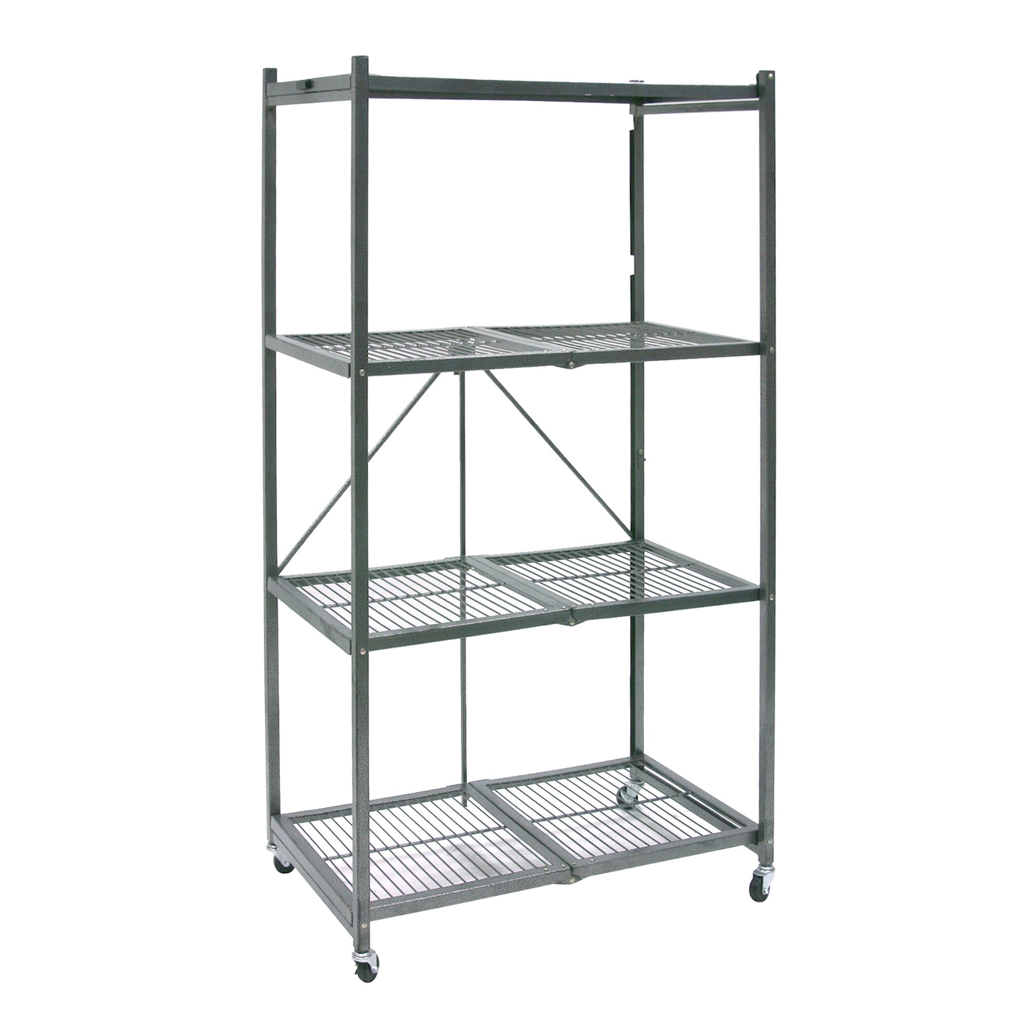 Origami 4 Tier Multipurpose Folding Storage Organizing Rack with Wheels, Gray - Smart-nests