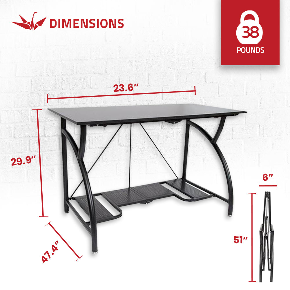Origami Multi Purpose Folding Wooden Office Computer Furniture Table Desk, Black - Smart-nests