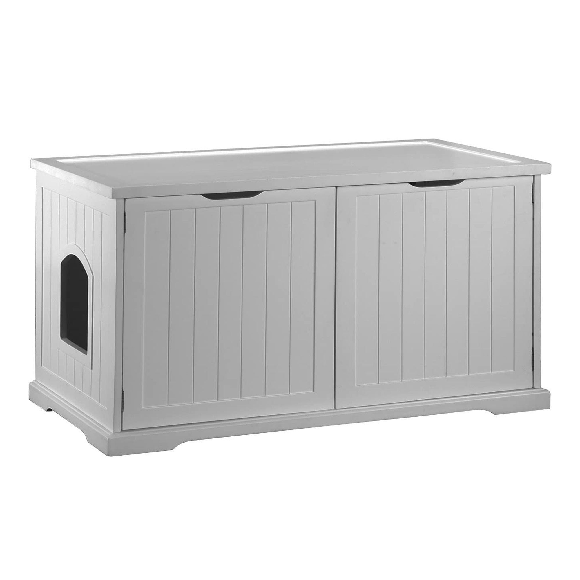 Merry Products Pet Cat Washroom Bench Box with Removable Partition Wall, White - Smart-nests