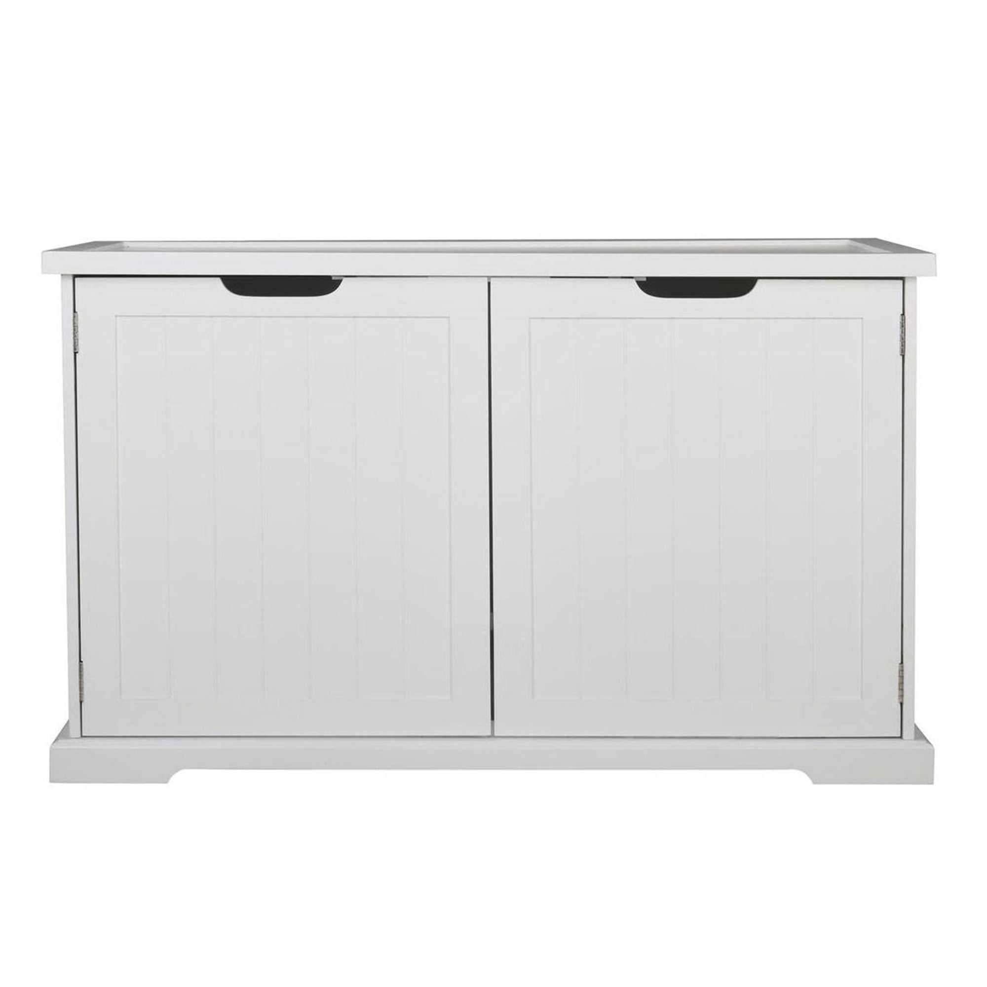 Merry Products Pet Cat Washroom Bench Box with Removable Partition Wall, White - Smart-nests