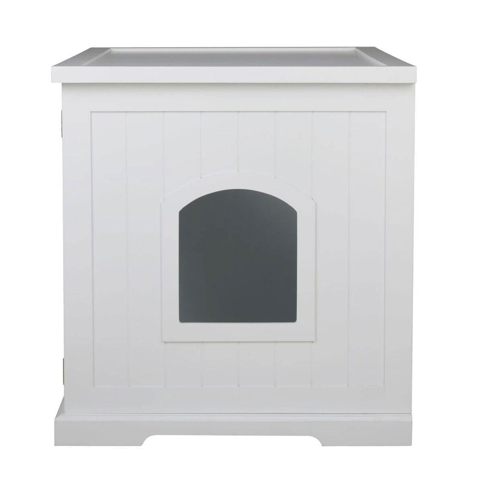 Merry Products Pet Cat Washroom Bench Box with Removable Partition Wall, White - Smart-nests