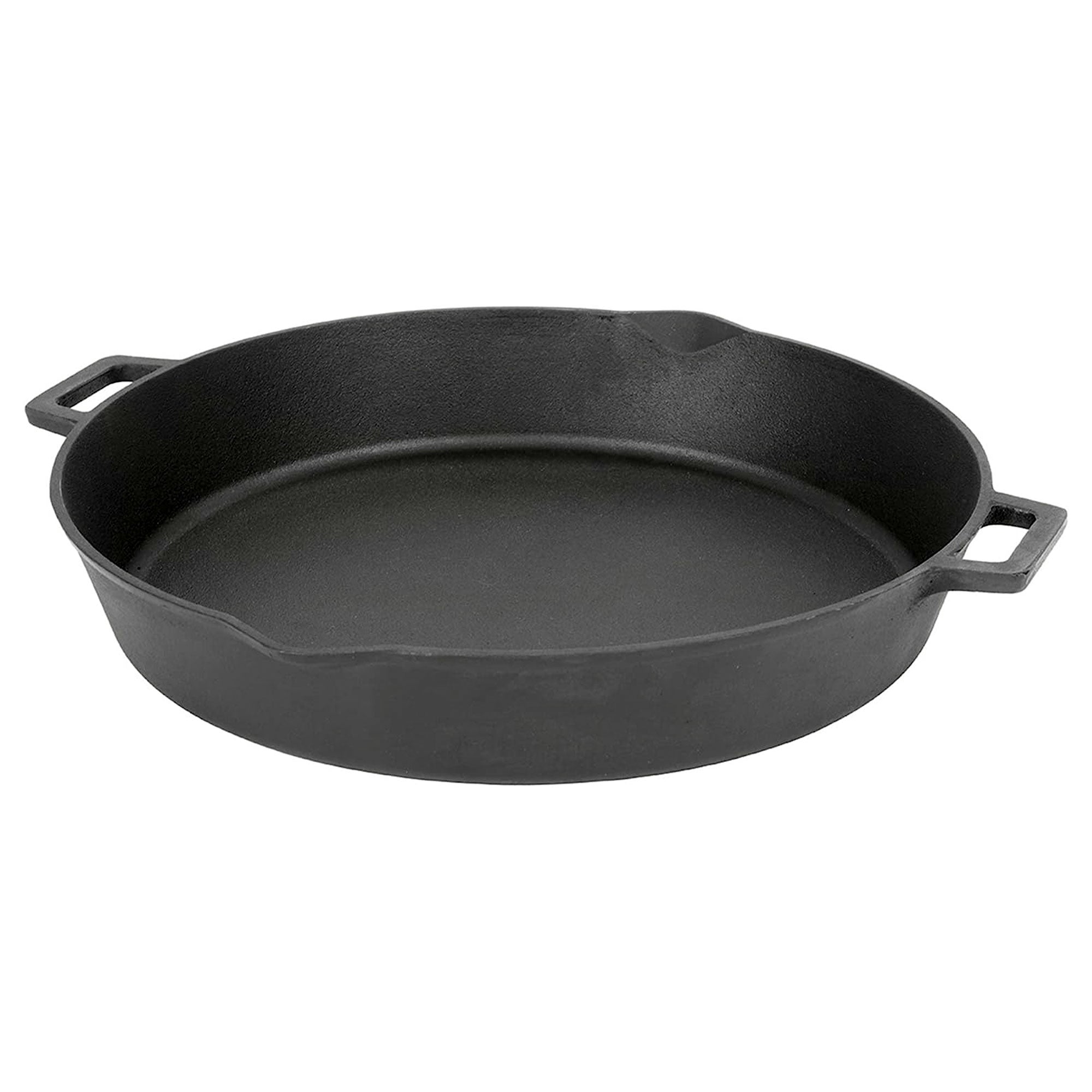 Bayou Classic 16 Inch Double Handled Cast Iron Skillet with Pour Spouts, Black - Smart-nests