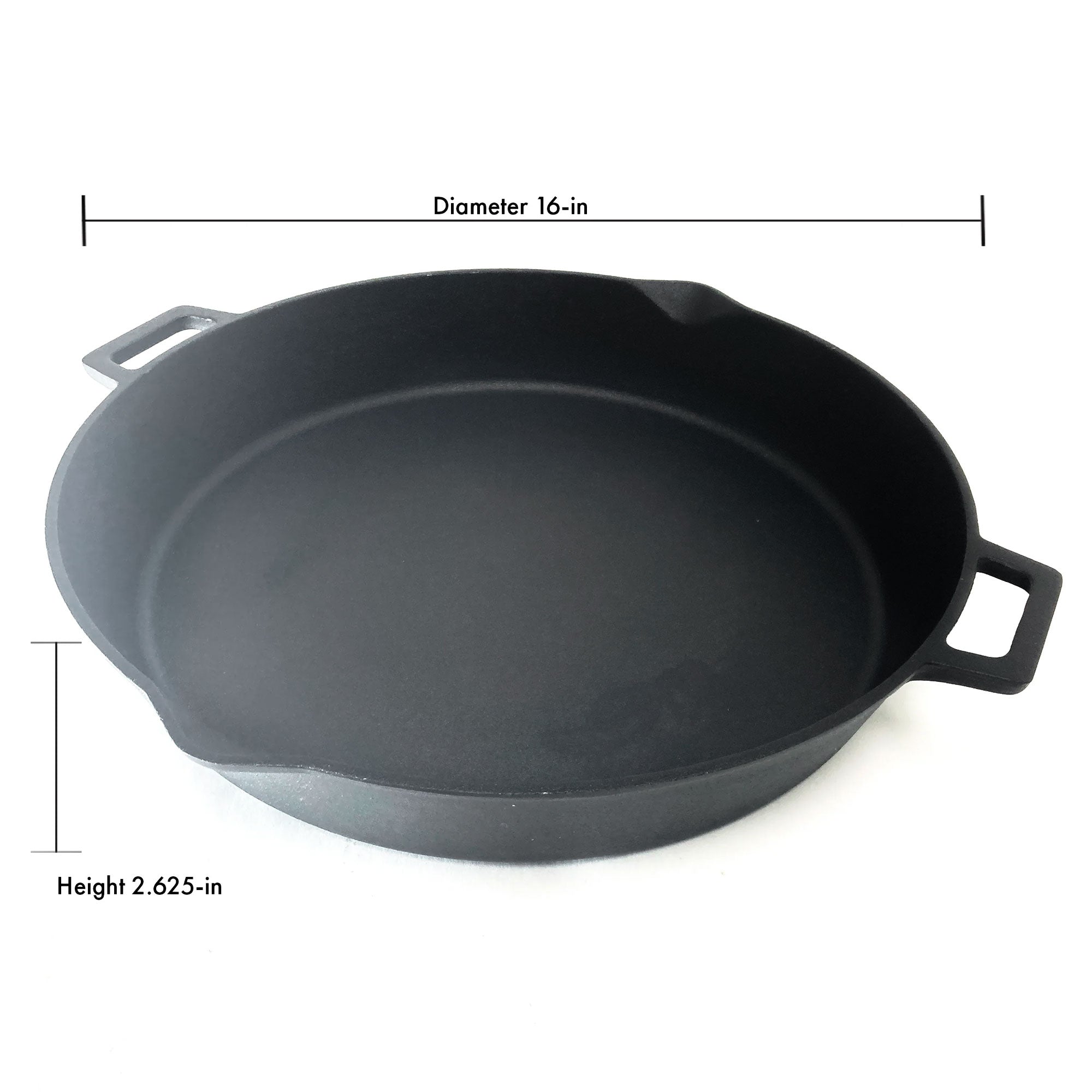 Bayou Classic 16 Inch Double Handled Cast Iron Skillet with Pour Spouts, Black - Smart-nests