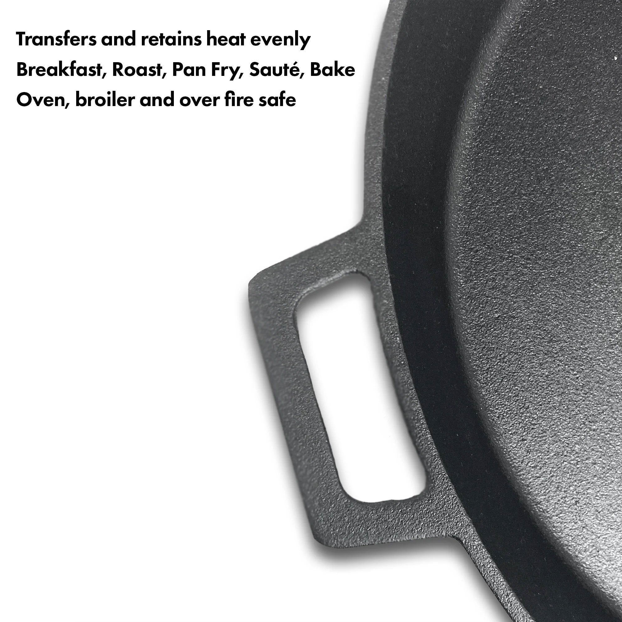 Bayou Classic 16 Inch Double Handled Cast Iron Skillet with Pour Spouts, Black - Smart-nests