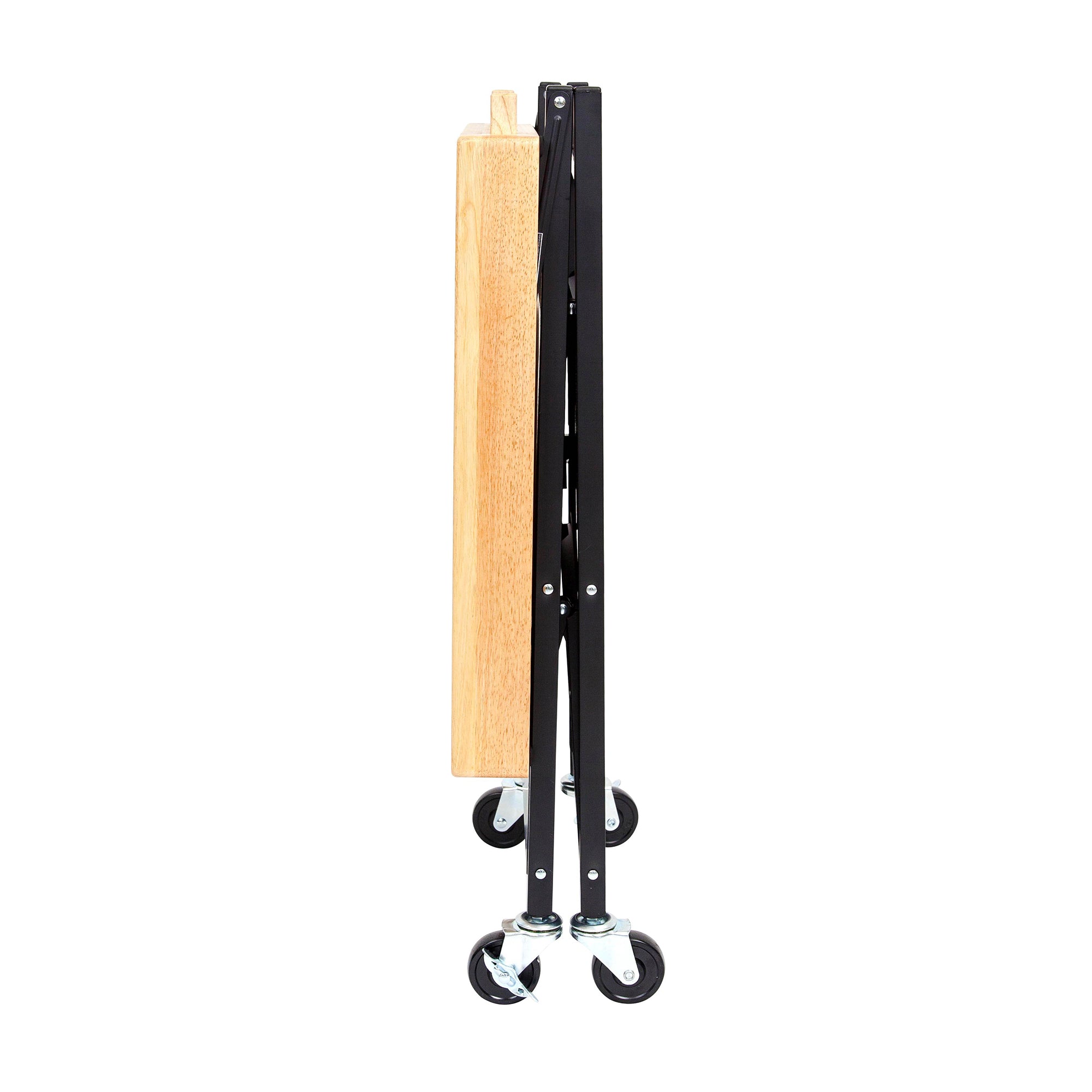 Origami Foldable Wheeled Portable Solid Wood Top Kitchen Island Bar Cart, Black