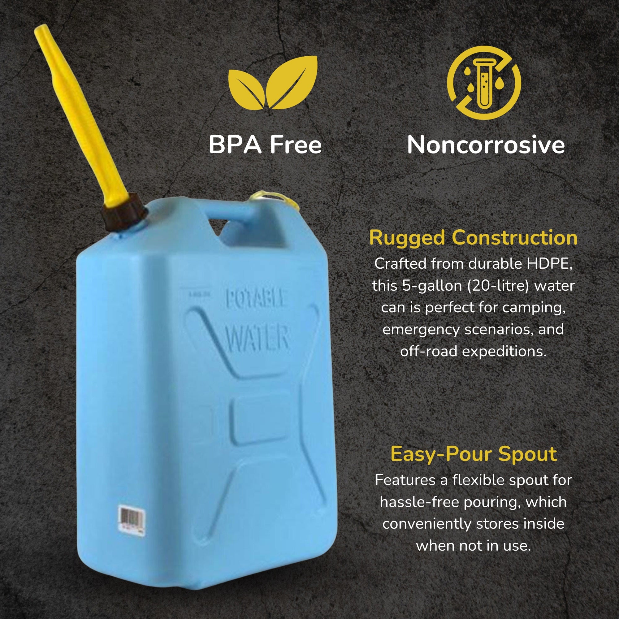 Scepter 5 Gallon Military Style Water Can Container w/ Flexible Reversible Spout - Smart-nests