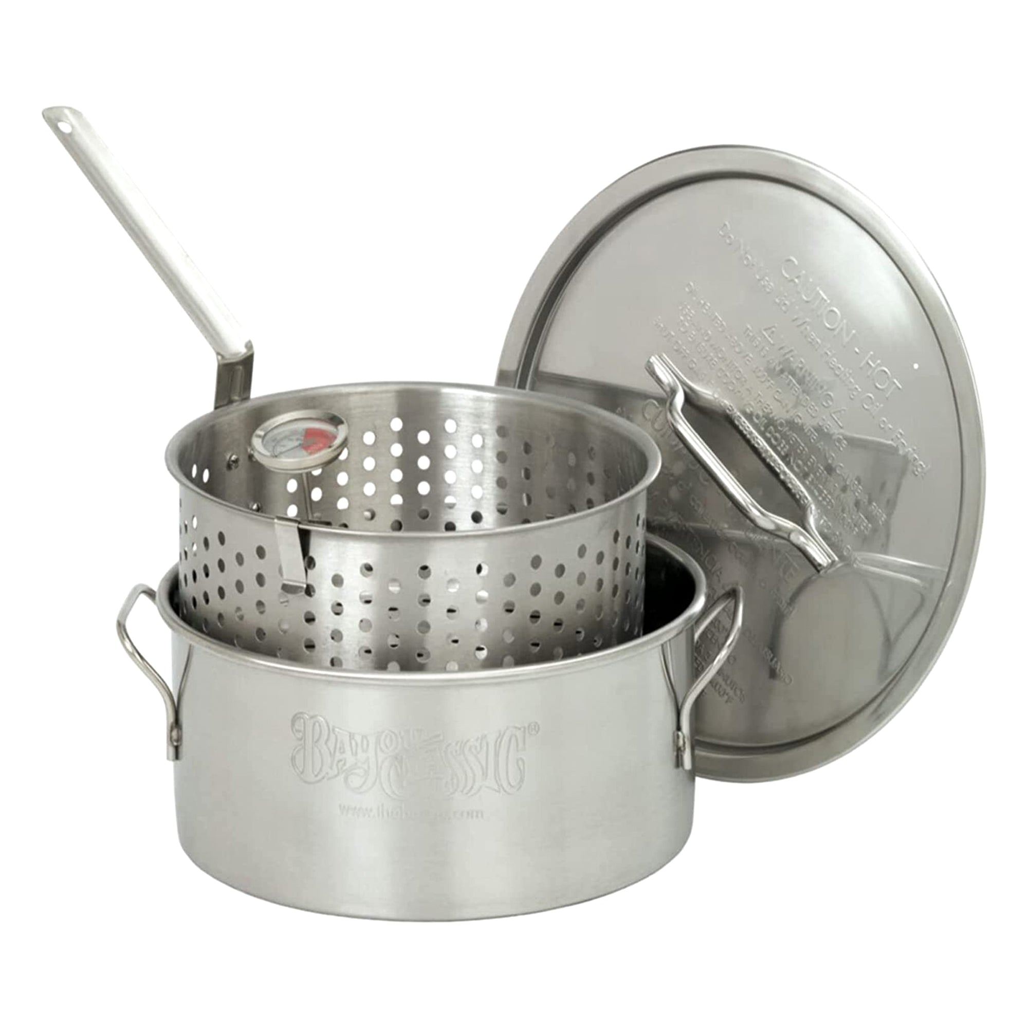 10 Quart Stainless Steel Fry Pot w/Perforated Basket & Thermometer (Used) - Smart-nests