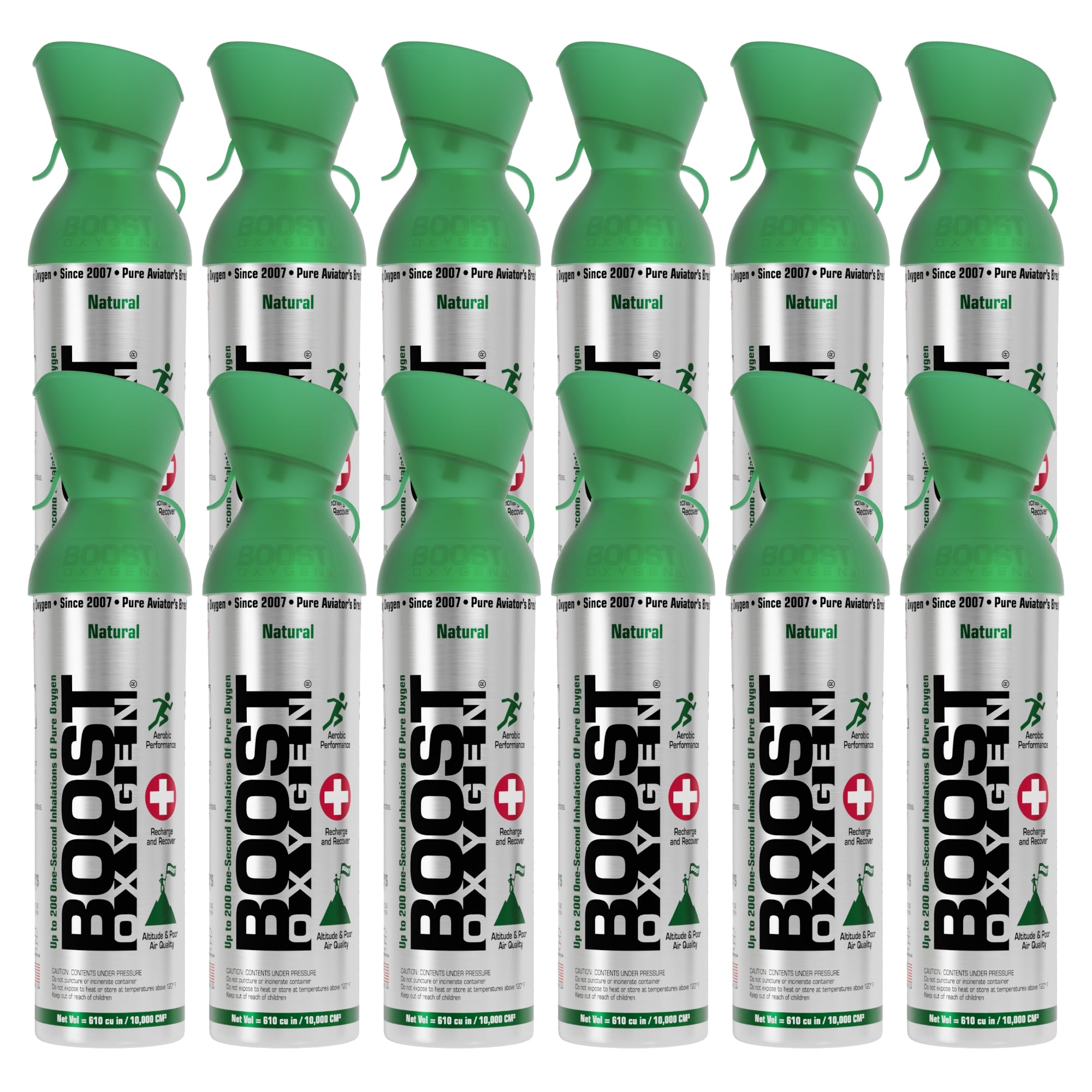 Boost Oxygen 10 Liter Canned Oxygen Bottle with Mouthpiece, Natural (12 Pack) - Smart-nests