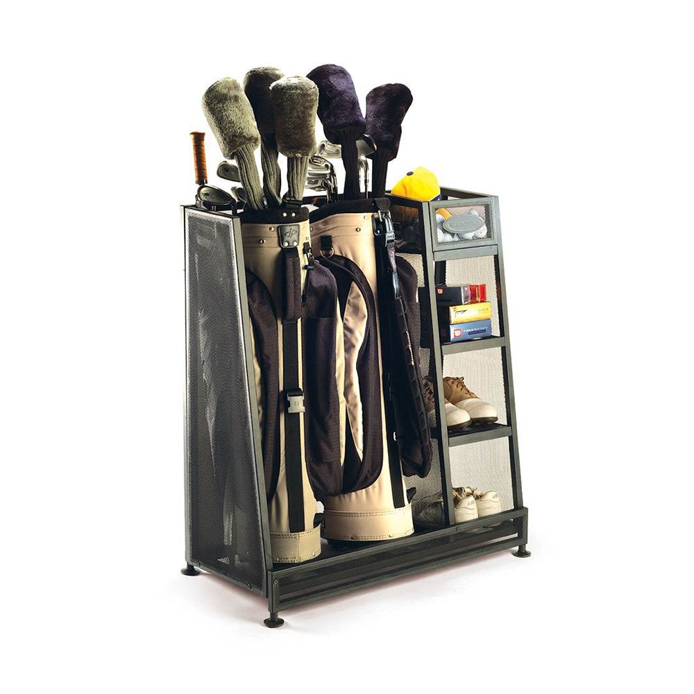 Suncast Metal Complete Golf Bag Organizer for Garage w/ Shelves & Bin (2 Pack) - Smart-nests