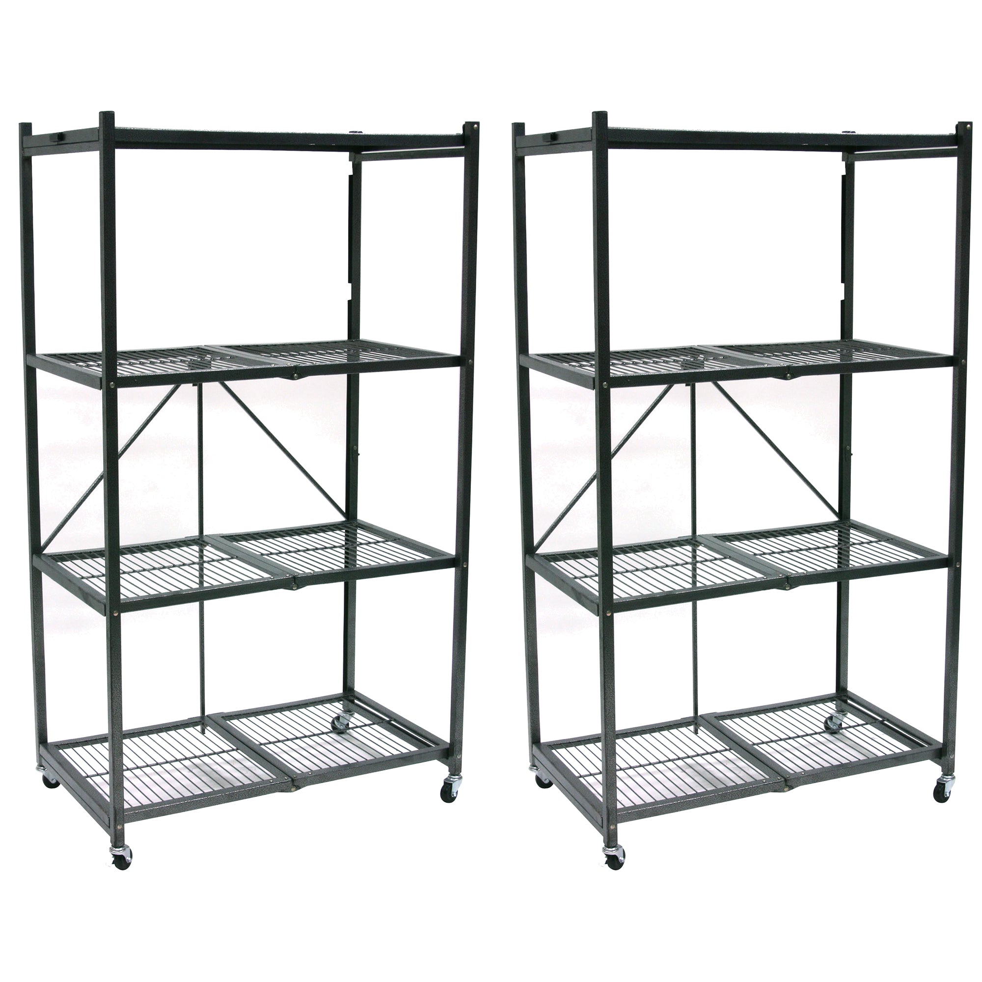Origami 4 Tier Multipurpose Folding Storage Organizing Rack with Wheels (2 Pack) - Smart-nests