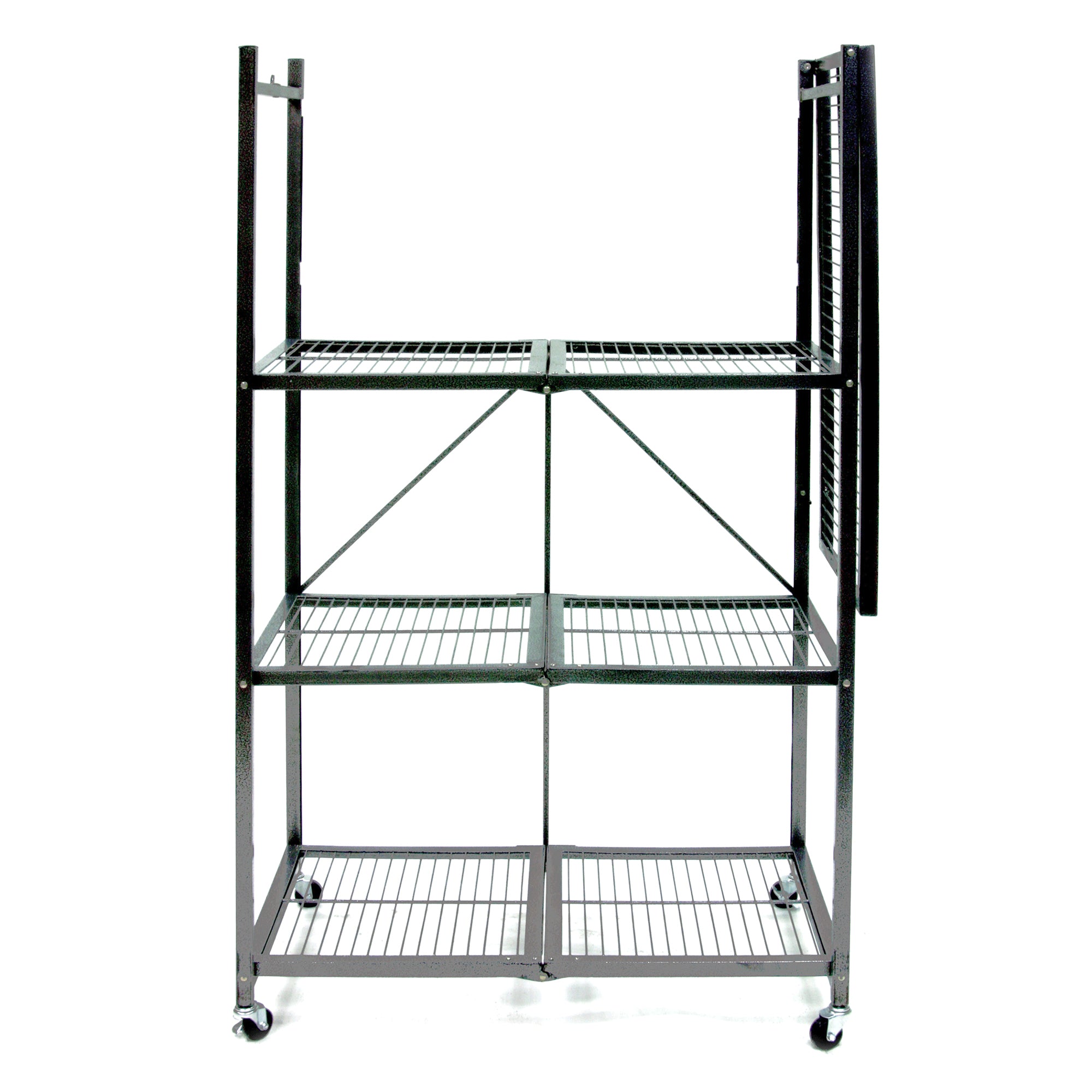 Origami 4 Tier Multipurpose Folding Storage Organizing Rack with Wheels (2 Pack) - Smart-nests