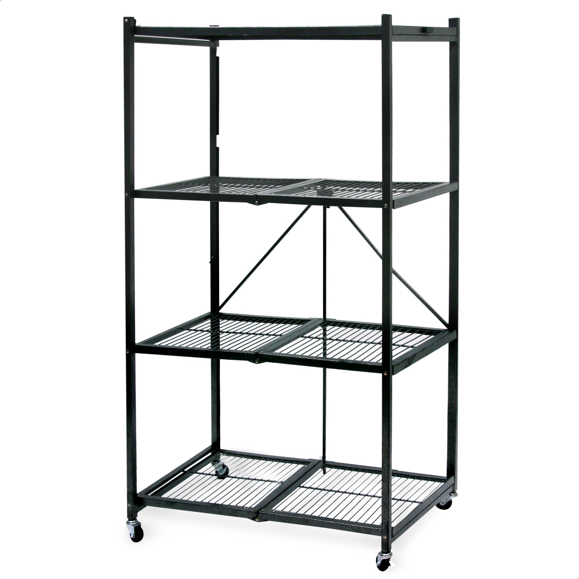 Origami 4 Tier Multipurpose Folding Storage Organizing Rack with Wheels (2 Pack) - Smart-nests