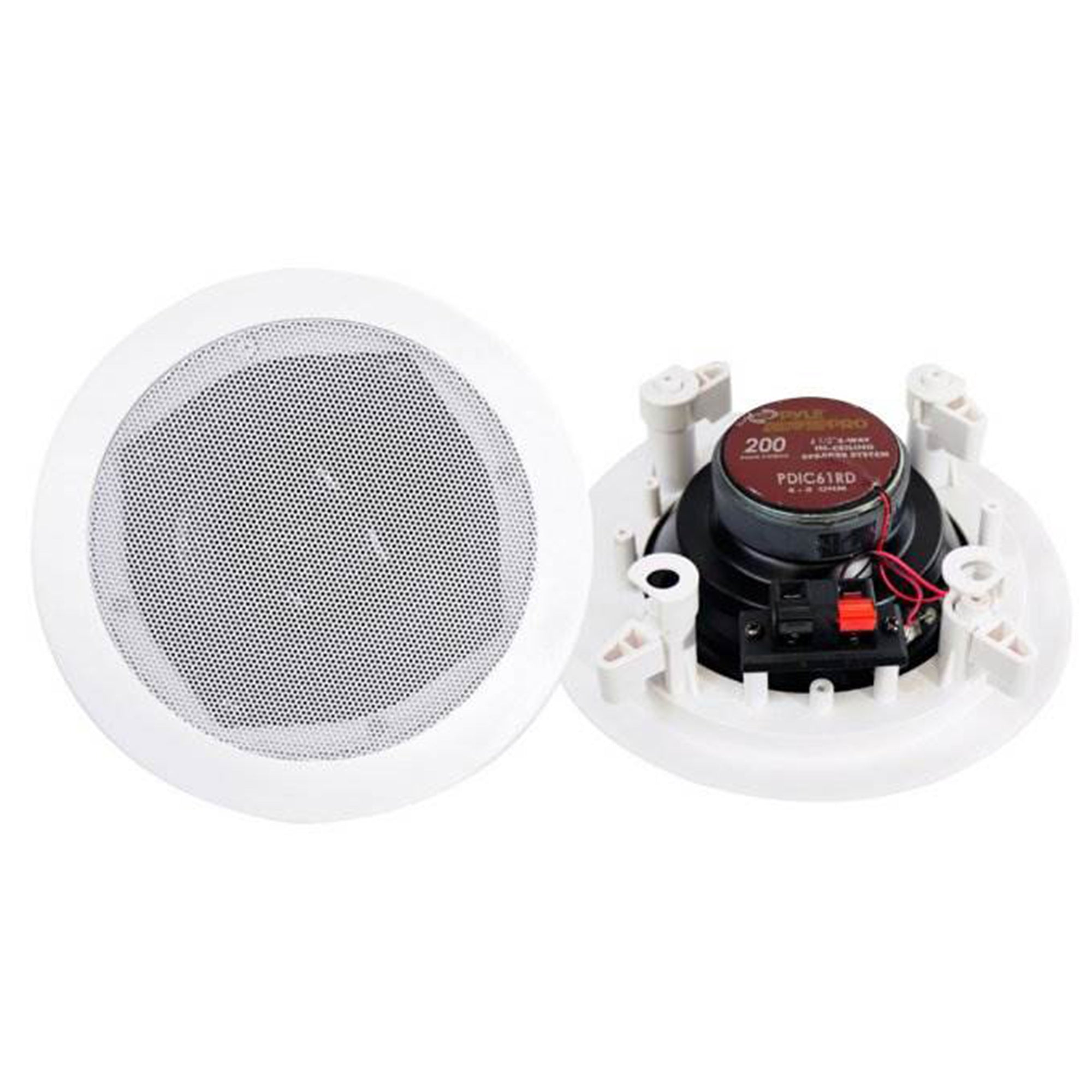 PYLE PDIC61RD 200W 6.5'' Round Flush Mount In-Wall/Ceiling Home Speakers, 2 Pack - Smart-nests