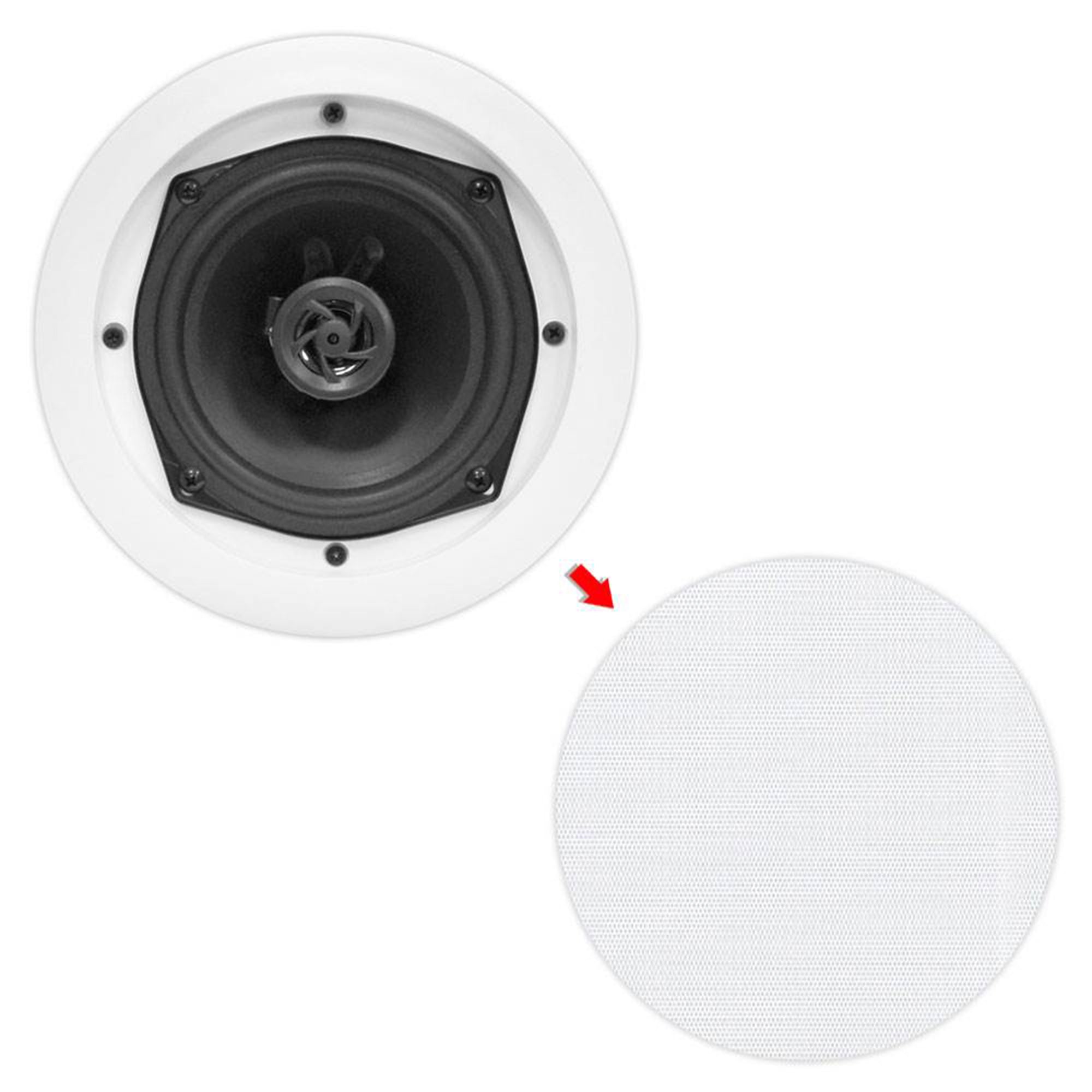 PYLE PDIC61RD 200W 6.5'' Round Flush Mount In-Wall/Ceiling Home Speakers, 2 Pack - Smart-nests