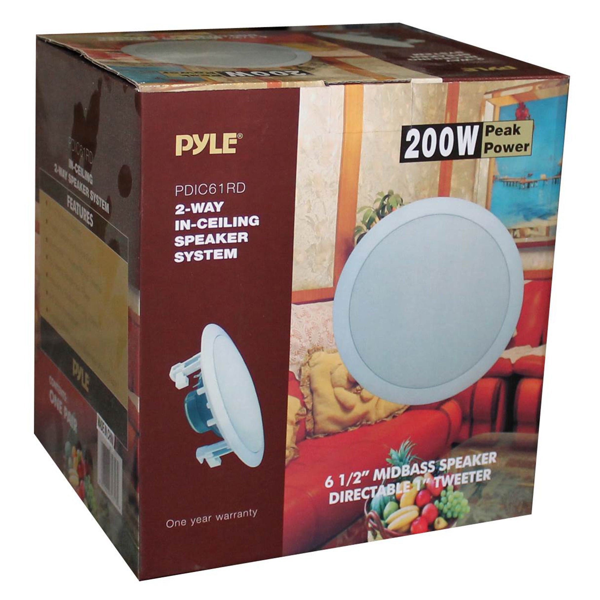 PYLE PDIC61RD 200W 6.5'' Round Flush Mount In-Wall/Ceiling Home Speakers, 2 Pack - Smart-nests