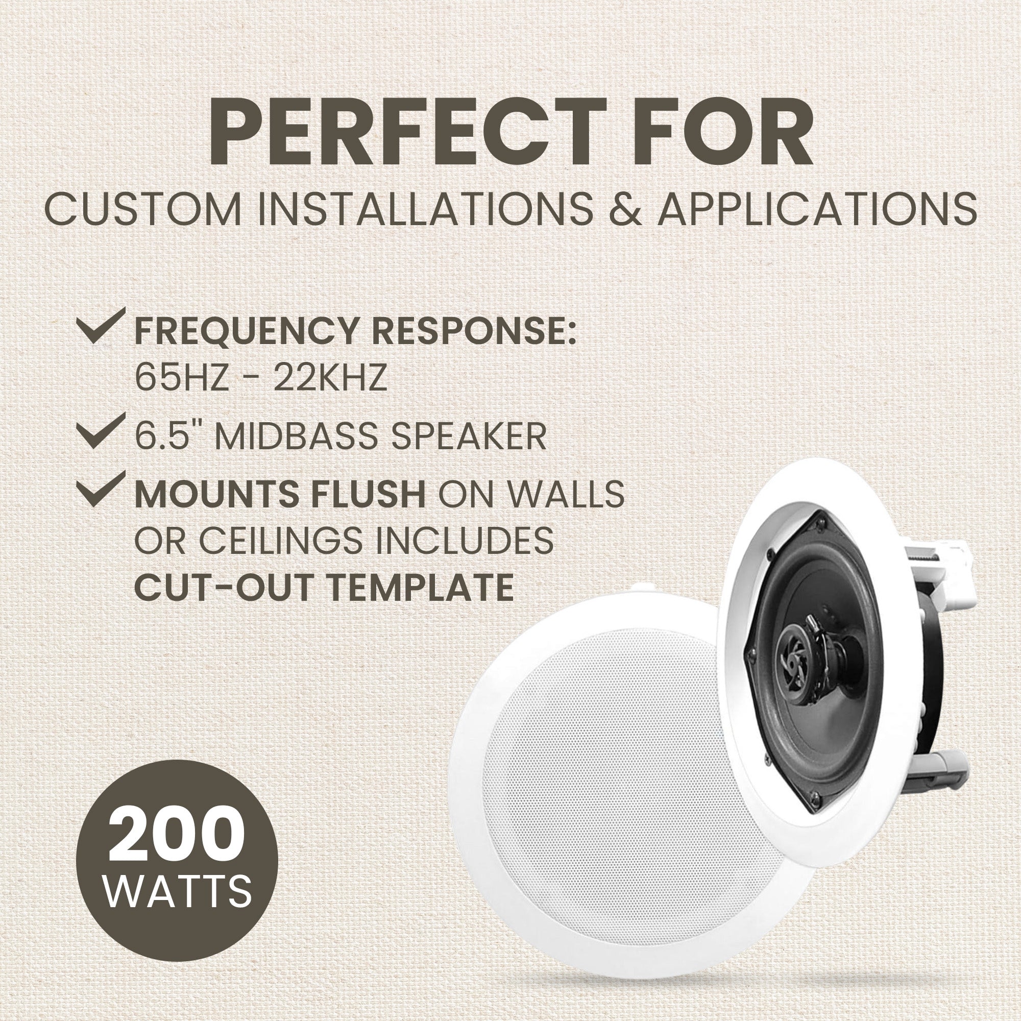 PYLE PDIC61RD 200W 6.5'' Round Flush Mount In-Wall/Ceiling Home Speakers, 2 Pack - Smart-nests