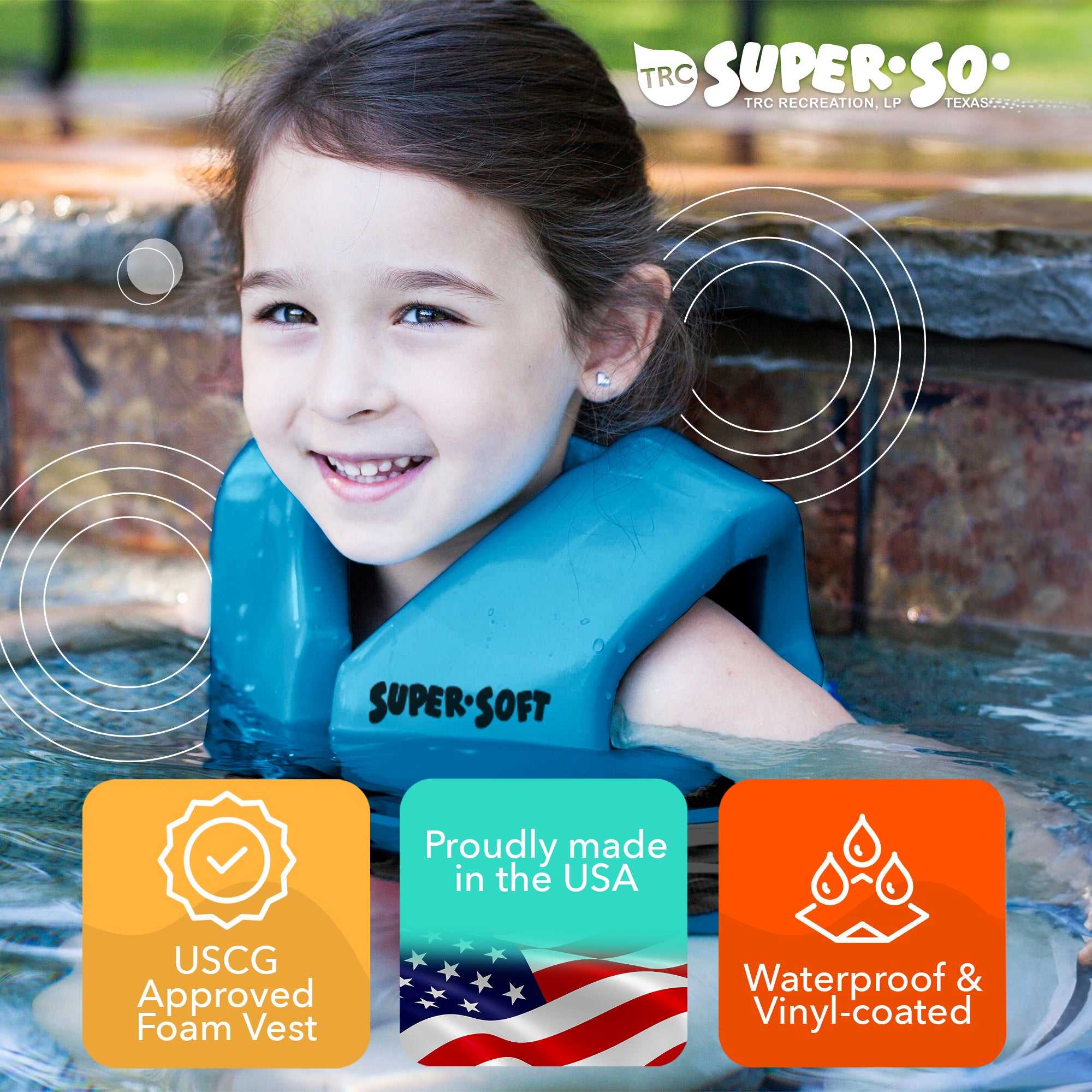 TRC Recreation Super Soft Child Life Jacket Swim Safety Vest, Small, Marina Blue - Smart-nests