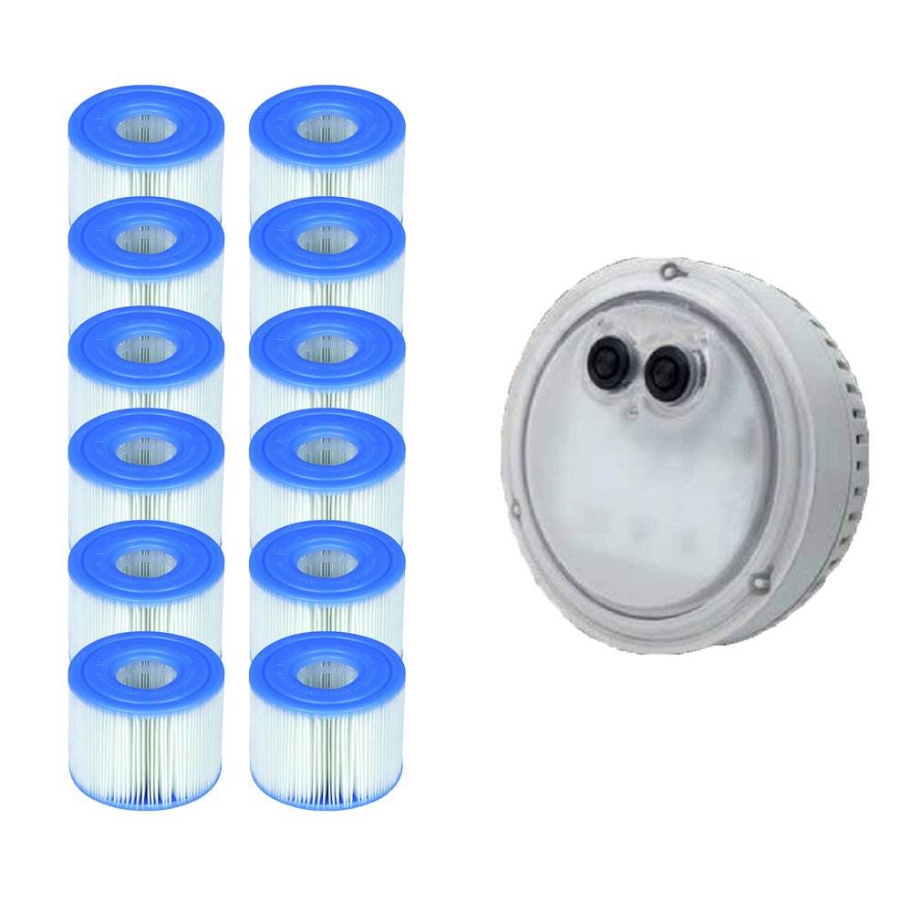 Intex PureSpa Light for Bubble Spa Hot Tub + S1 Replacement Cartridges (12 Pack) - Smart-nests
