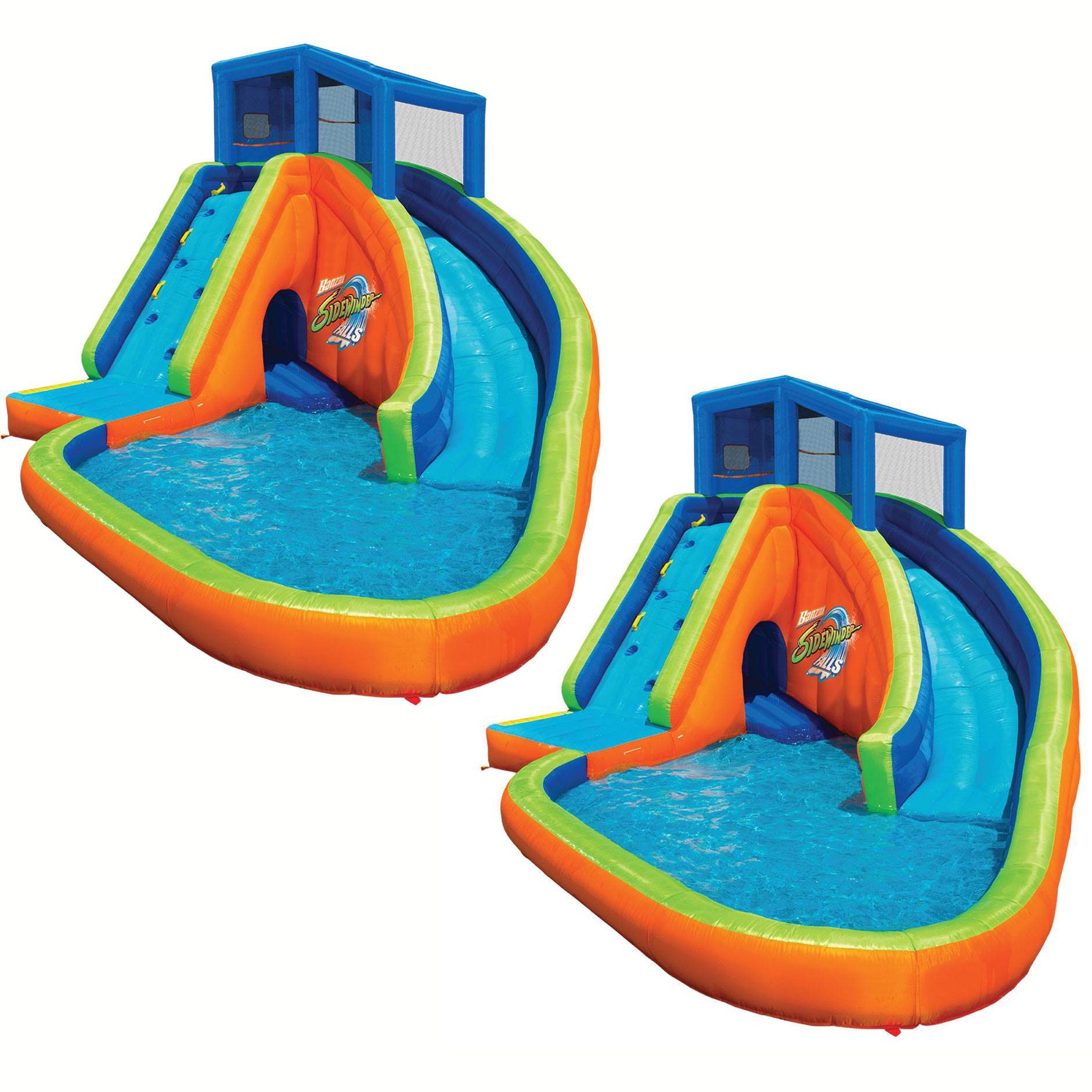 Banzai Falls Inflatable Water Park Kiddie Pool with Slides & Cannons (2 Pack) - Smart-nests