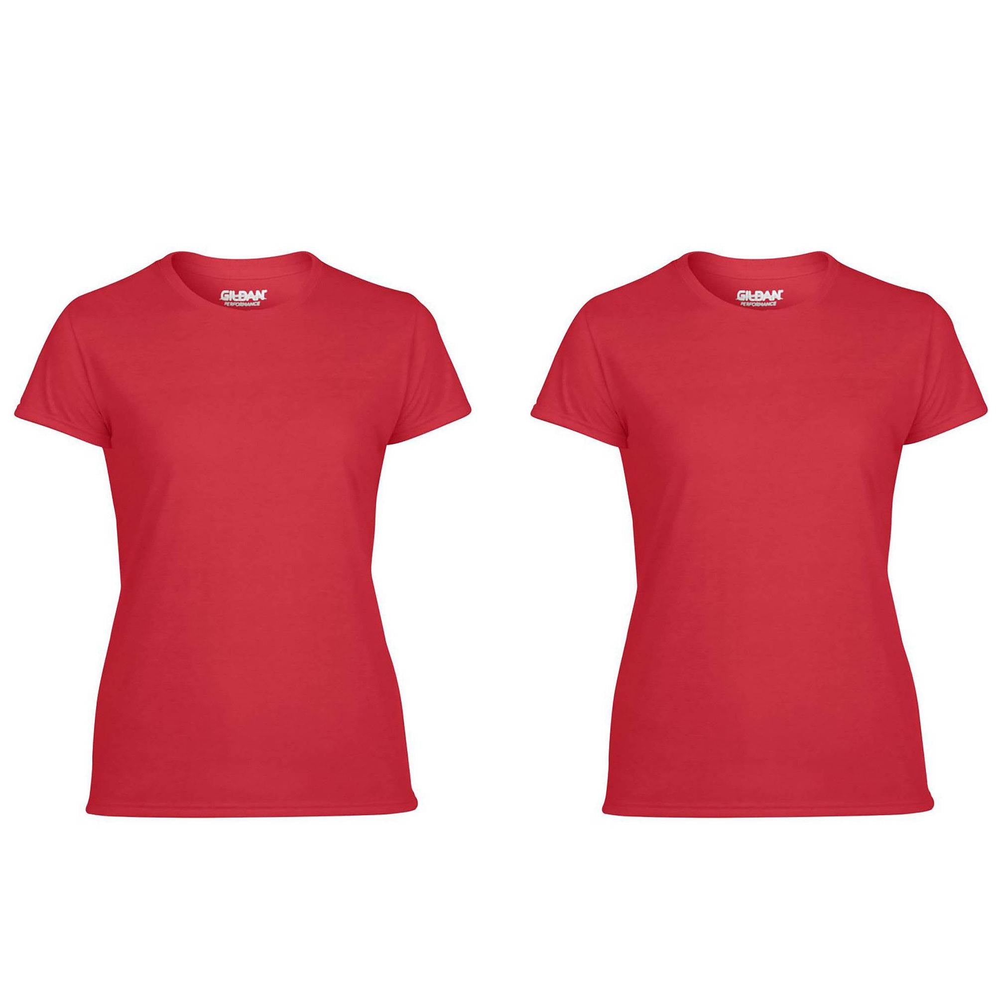 Gildan Missy Fit Womens XS Adult Performance Short Sleeve T-Shirt, Red (2 Pack) - Smart-nests