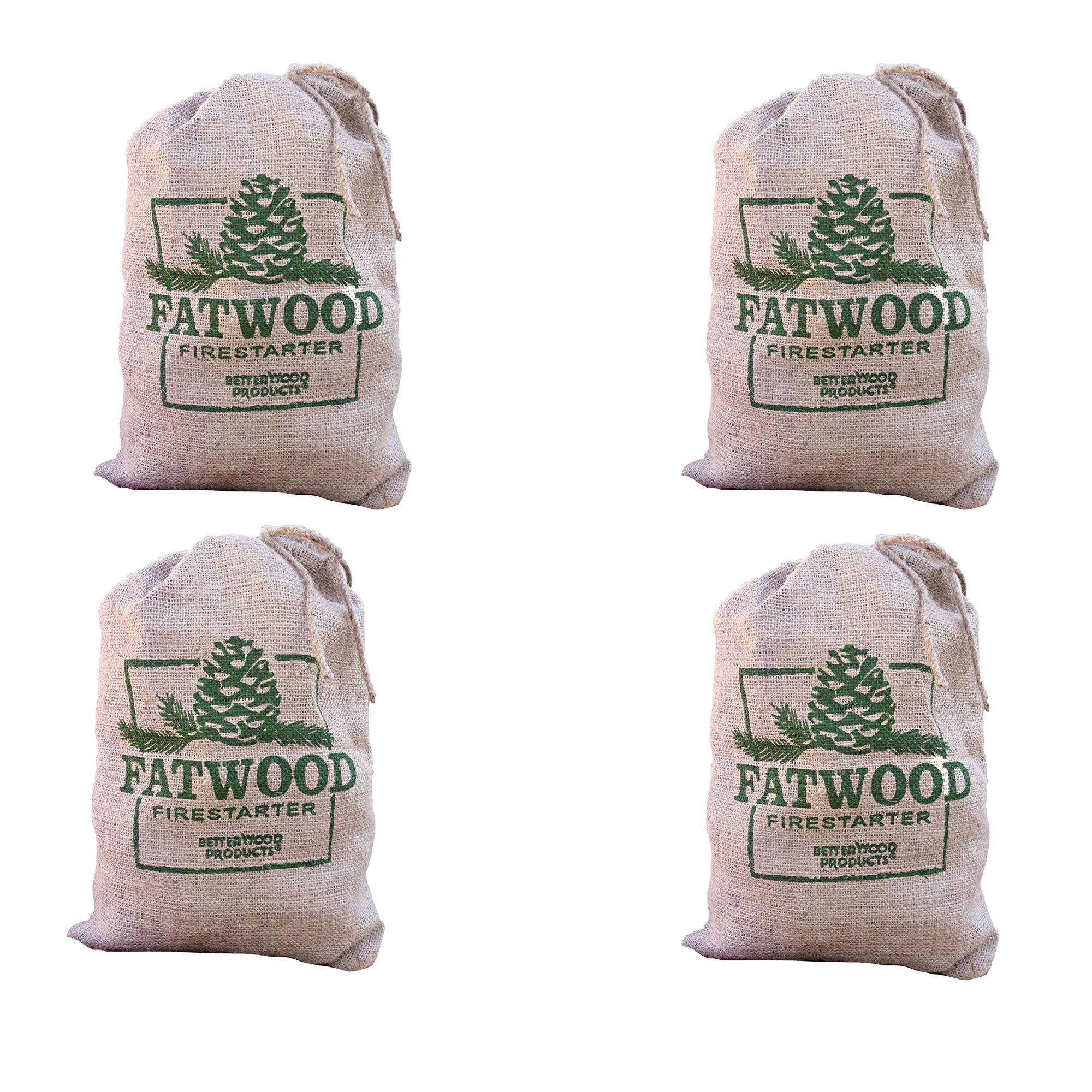 Betterwood Products Fatwood Firestarter 10 Pound Burlap Bag (4 Pack) - Smart-nests