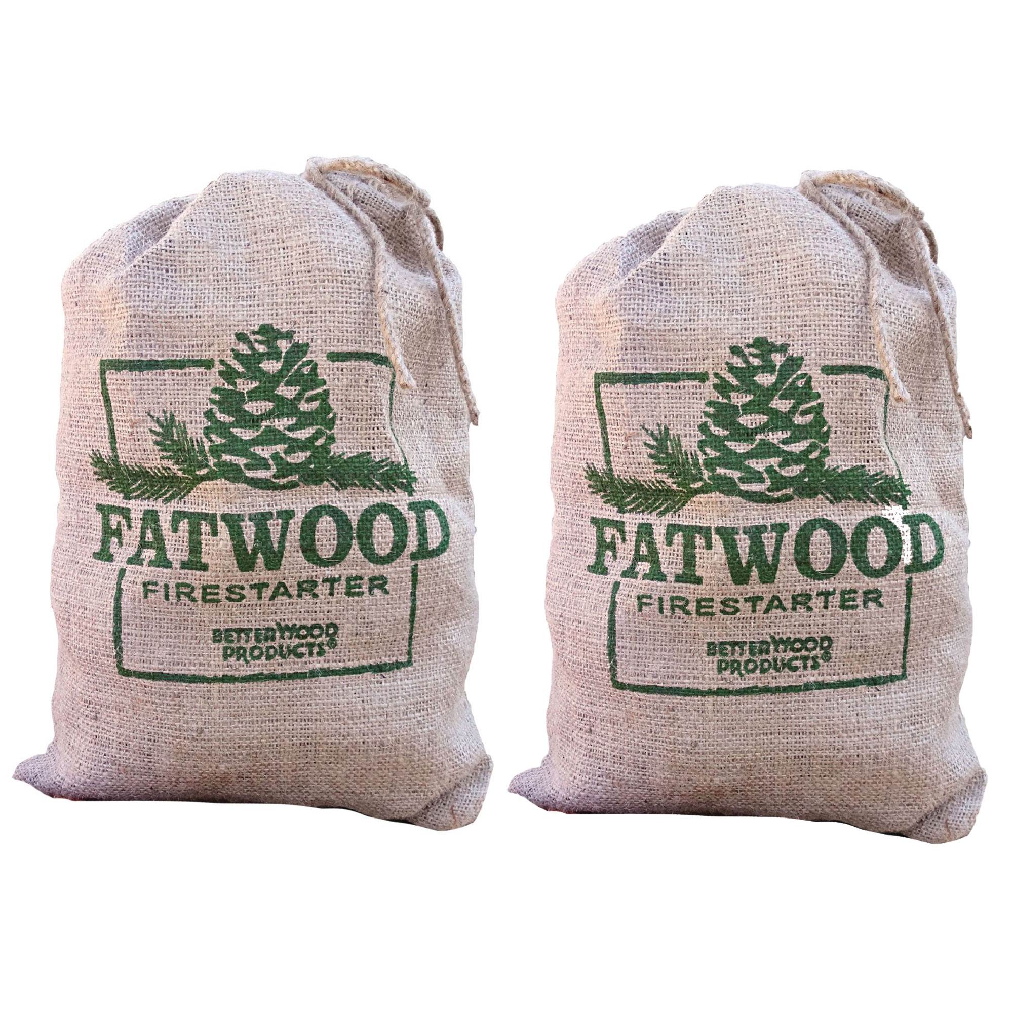 Betterwood Products Fatwood Firestarter 10 Pound Burlap Bag (2 Pack) - Smart-nests