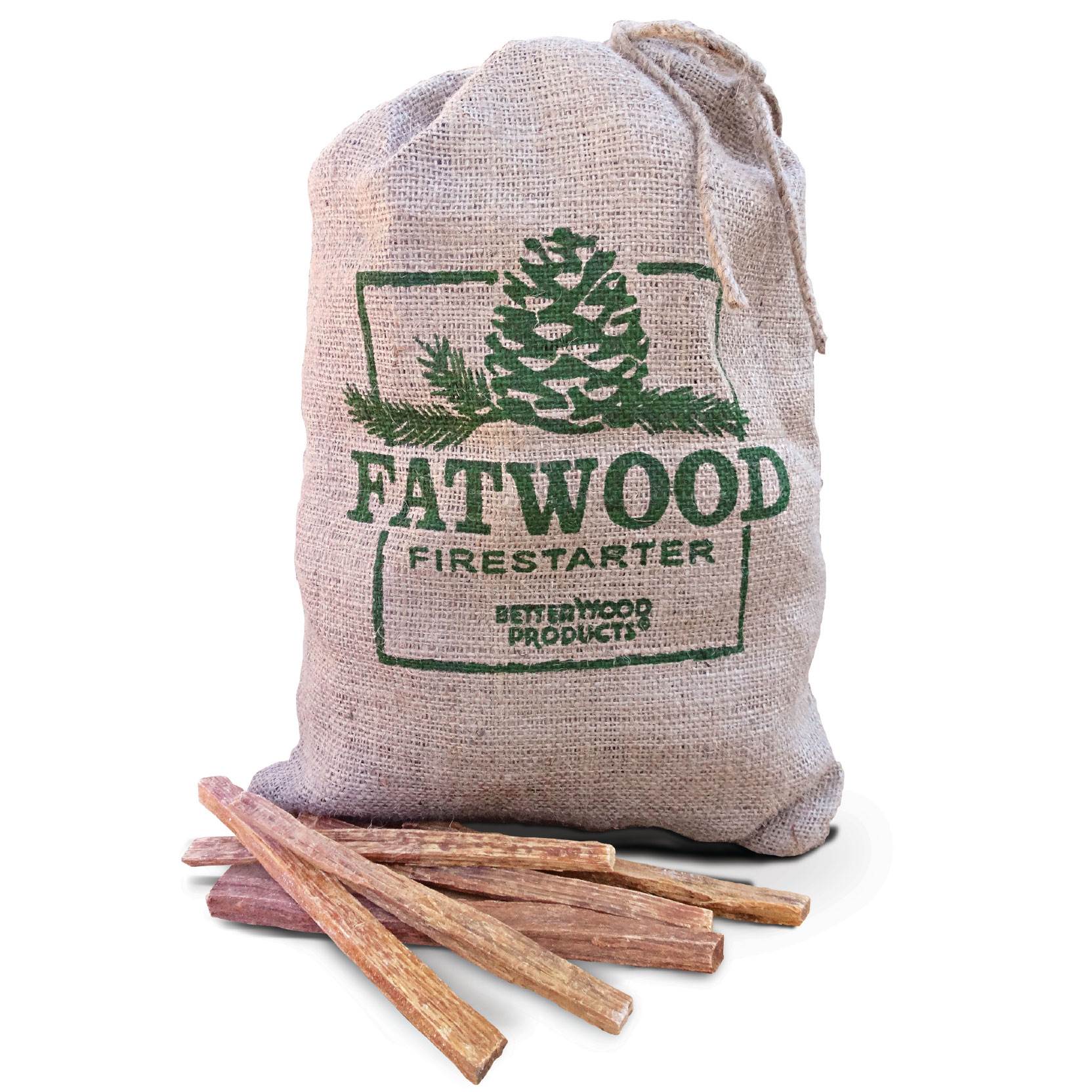 Betterwood Products Fatwood Firestarter 10 Pound Burlap Bag (2 Pack) - Smart-nests