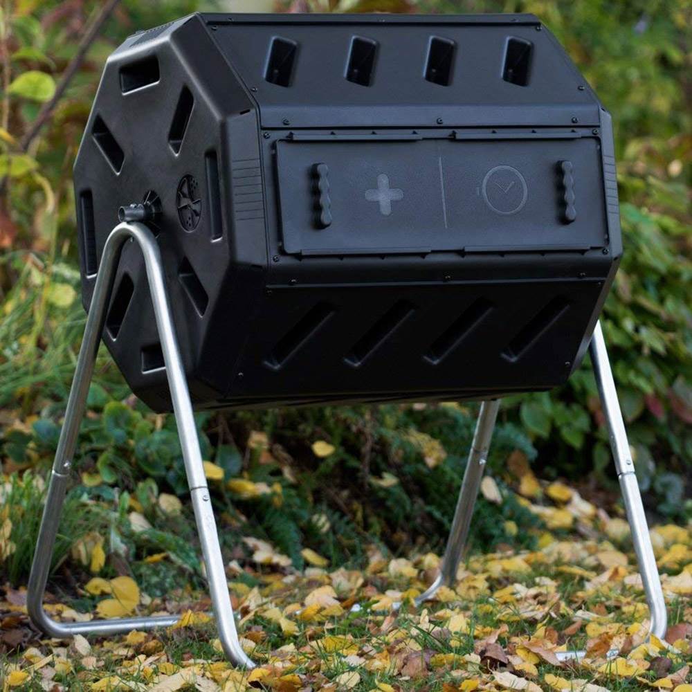 FCMP Outdoor 37 Gallon Elevated Dual Chamber Tumbling Garden Compost Bin(2 Pack) - Smart-nests