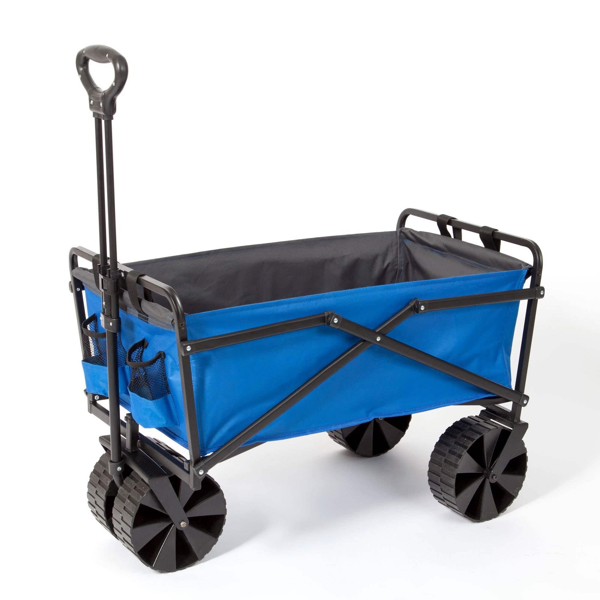 Seina Powder Coated Steel Collapsible Garden Cart Wagon, Blue & Grey (2 Pack) - Smart-nests