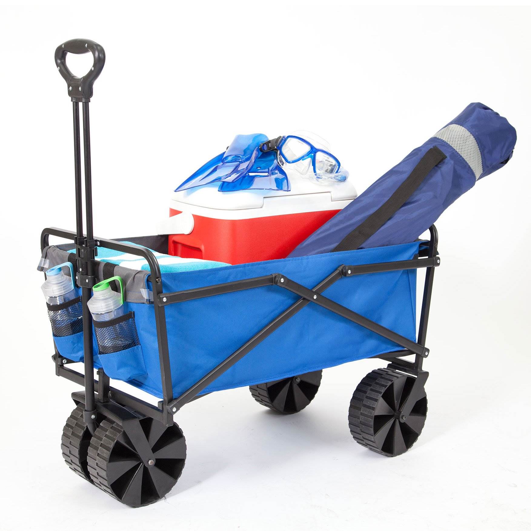 Seina Powder Coated Steel Collapsible Garden Cart Wagon, Blue & Grey (2 Pack) - Smart-nests