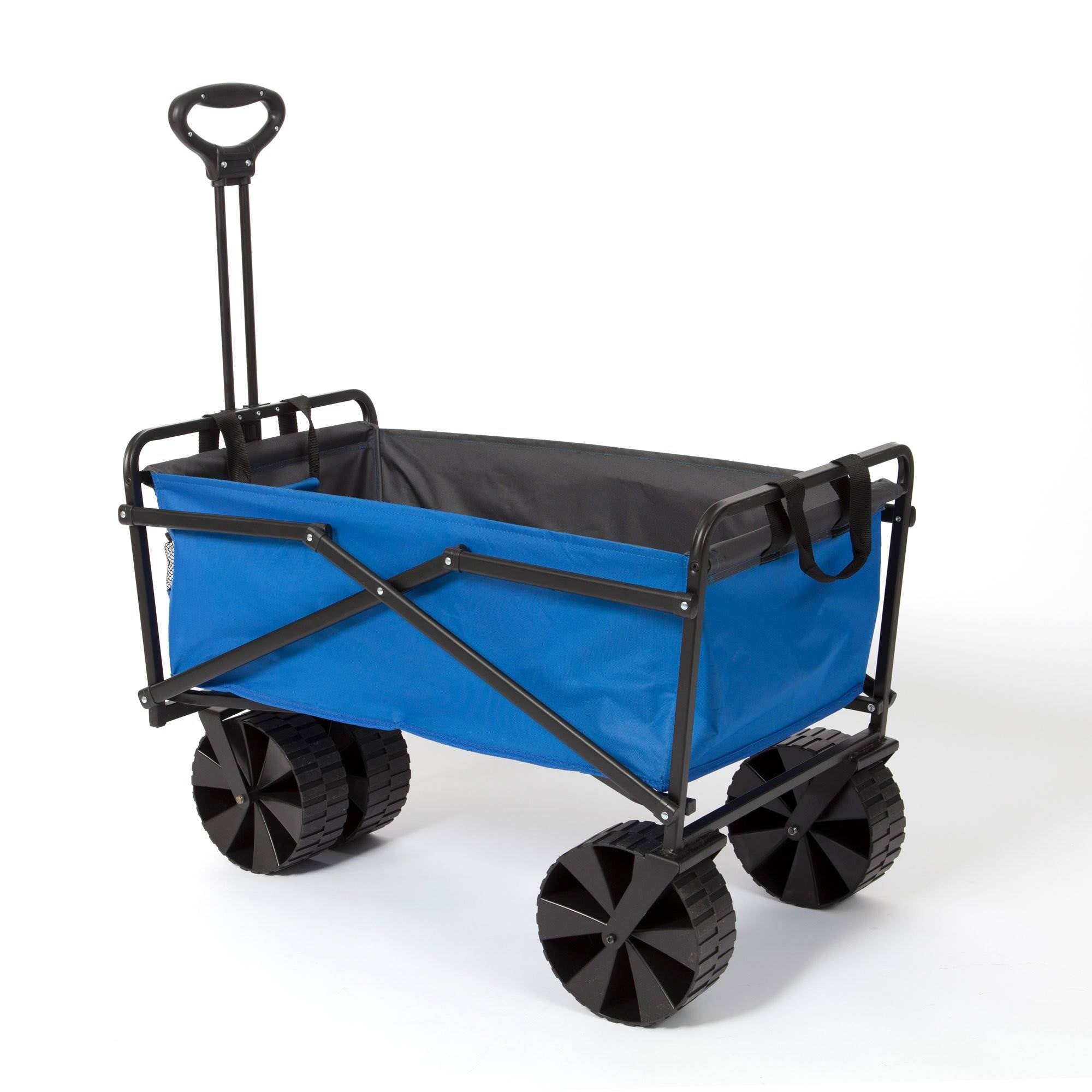 Seina Powder Coated Steel Collapsible Garden Cart Wagon, Blue & Grey (2 Pack) - Smart-nests
