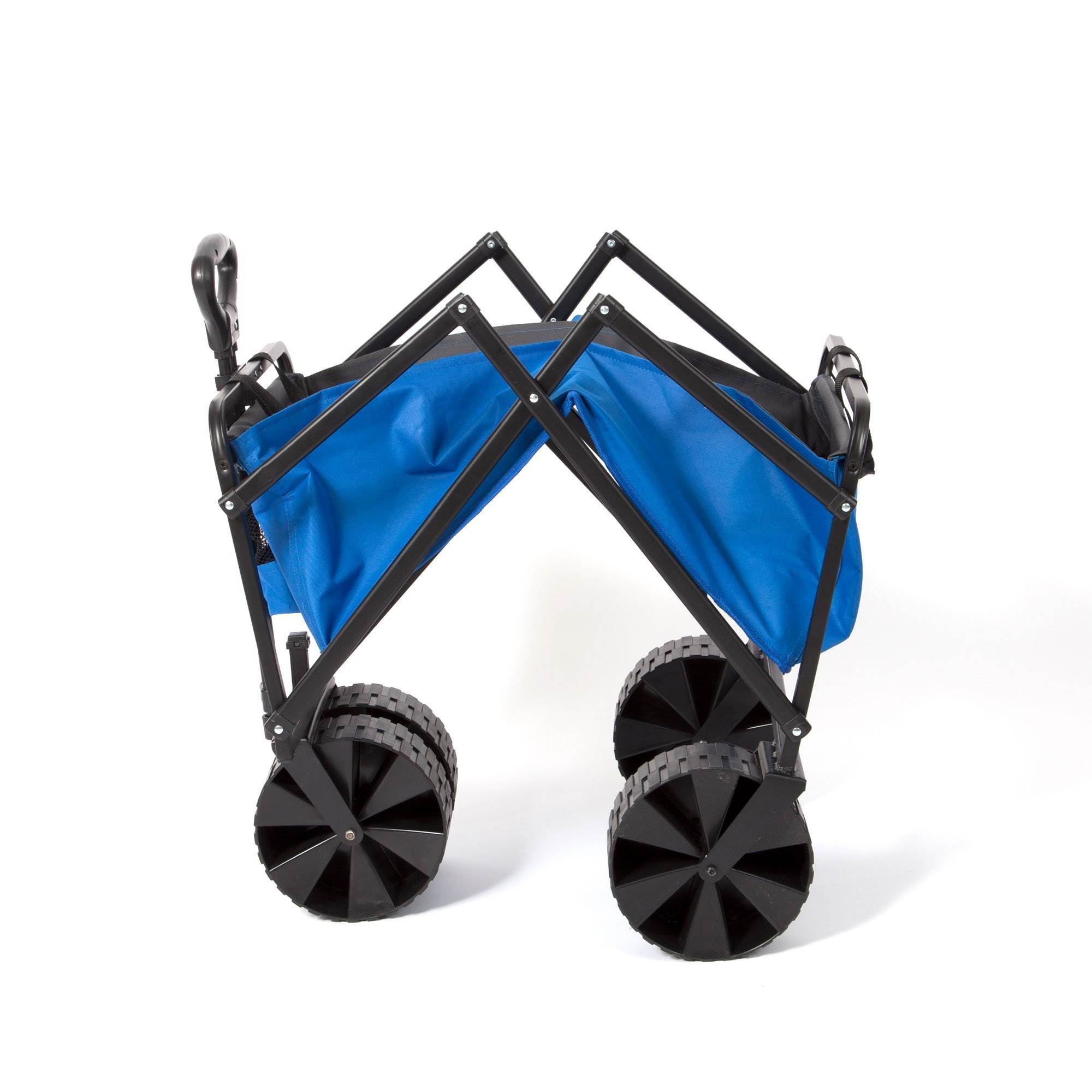 Seina Powder Coated Steel Collapsible Garden Cart Wagon, Blue & Grey (2 Pack) - Smart-nests
