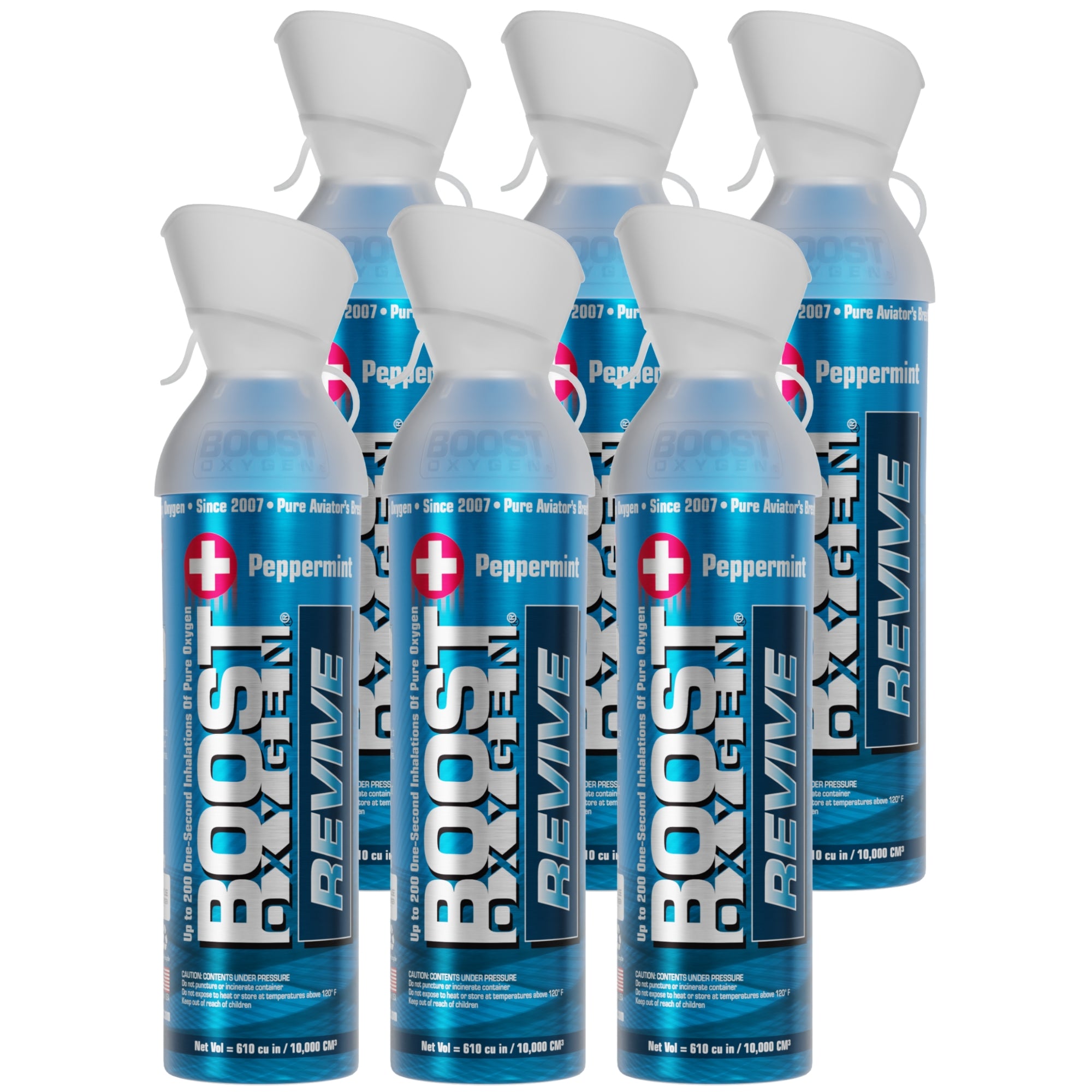 Boost Oxygen Natural Portable 10 Liter Pure Oxygen Canister, Peppermint (6 Pack) - Smart-nests