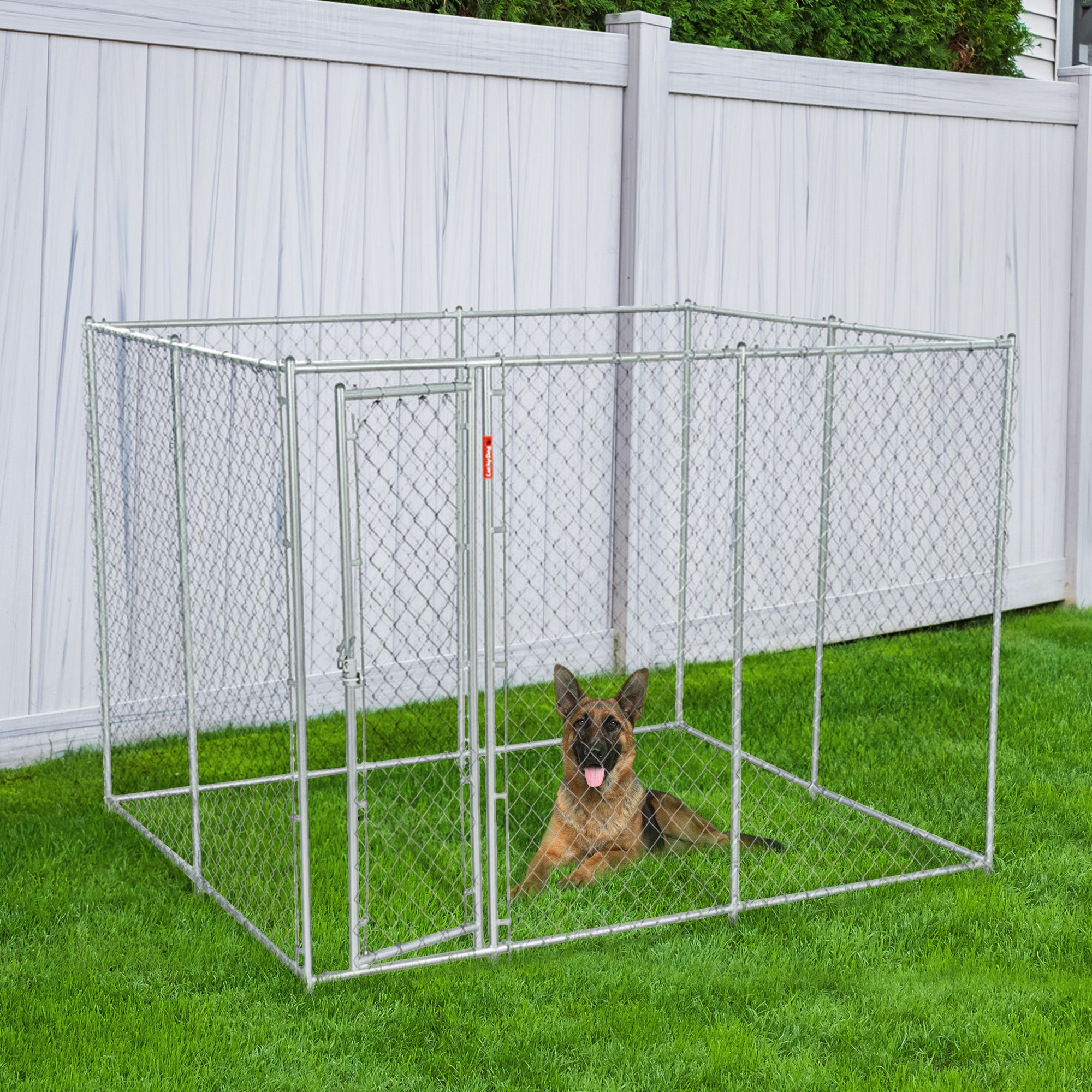 Lucky Dog Adjustable 10' x 5' x 6' Heavy Duty Chain Link Dog Kennel Enclosure - Smart-nests