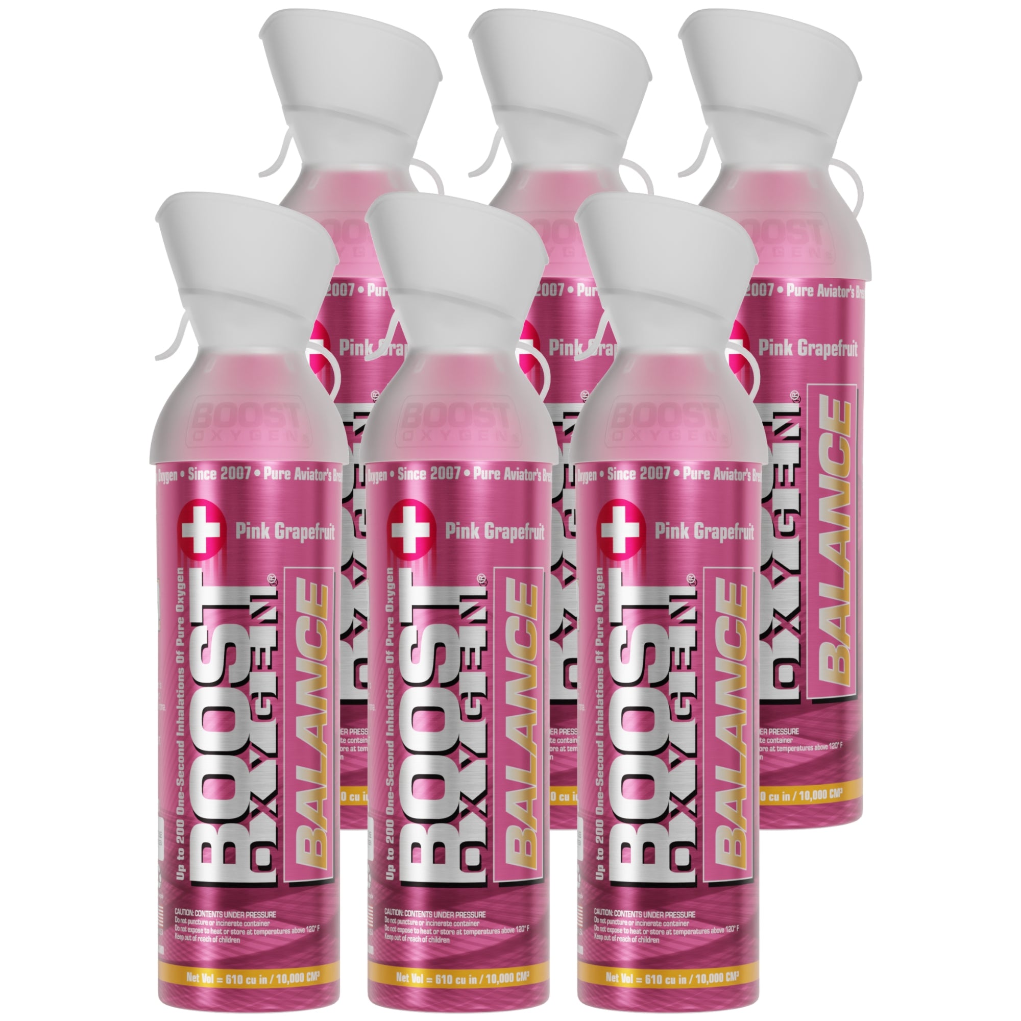 Boost Oxygen Natural Portable 10 Liter Pure Oxygen Canister, Grapefruit (6 Pack) - Smart-nests