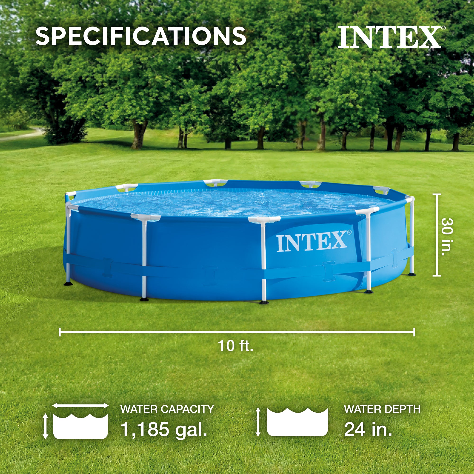 Intex 10 Foot x 30 Inch Above Ground Round Swimming Pool, (Pump Not Included) - Smart-nests