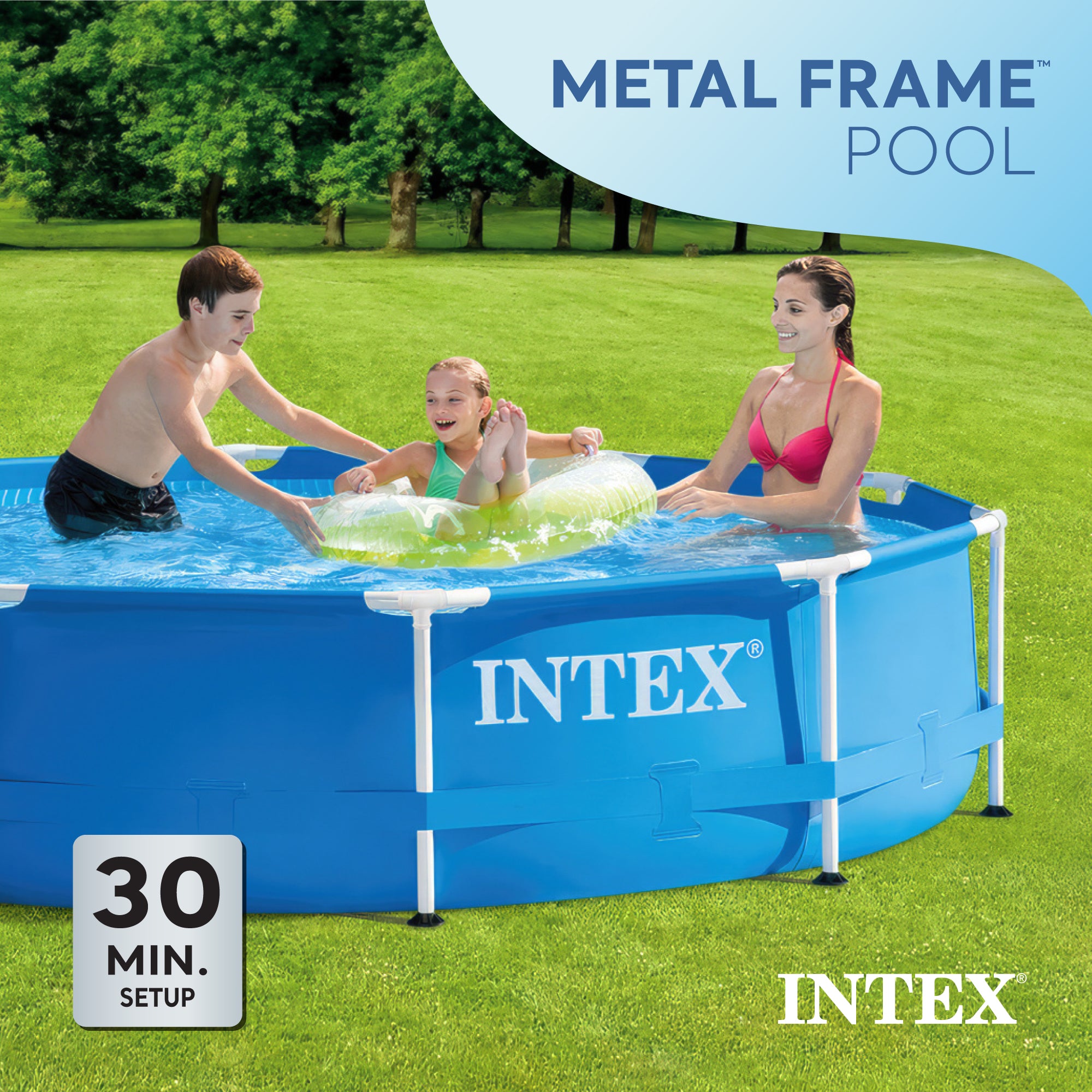 Intex 10 Foot x 30 Inch Above Ground Round Swimming Pool, (Pump Not Included) - Smart-nests