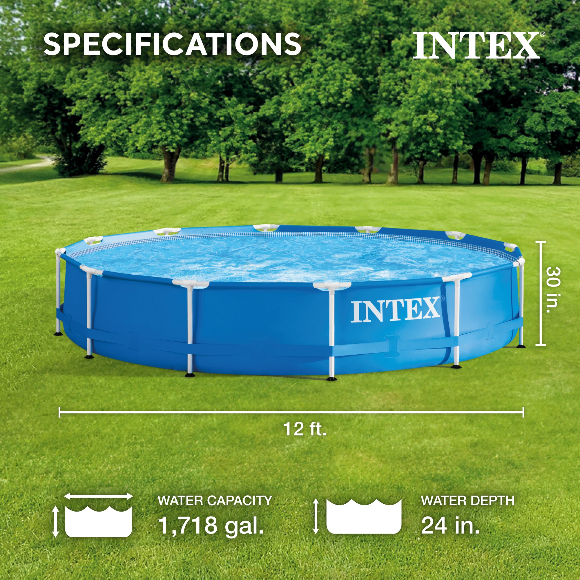 Intex 28210EH 12 Foot x 30 Inch Above Ground Swimming Pool (Pump Not Included) - Smart-nests
