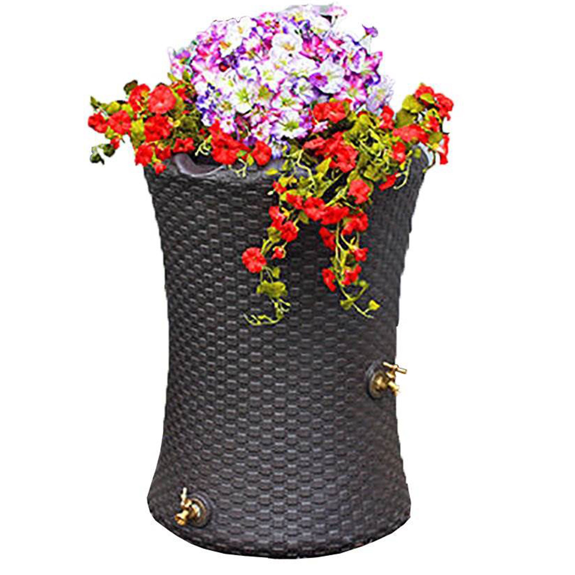 Good Ideas Impressions 50 Gallon Nantucket Rain Barrel Planter, Dark Brown - Smart-nests