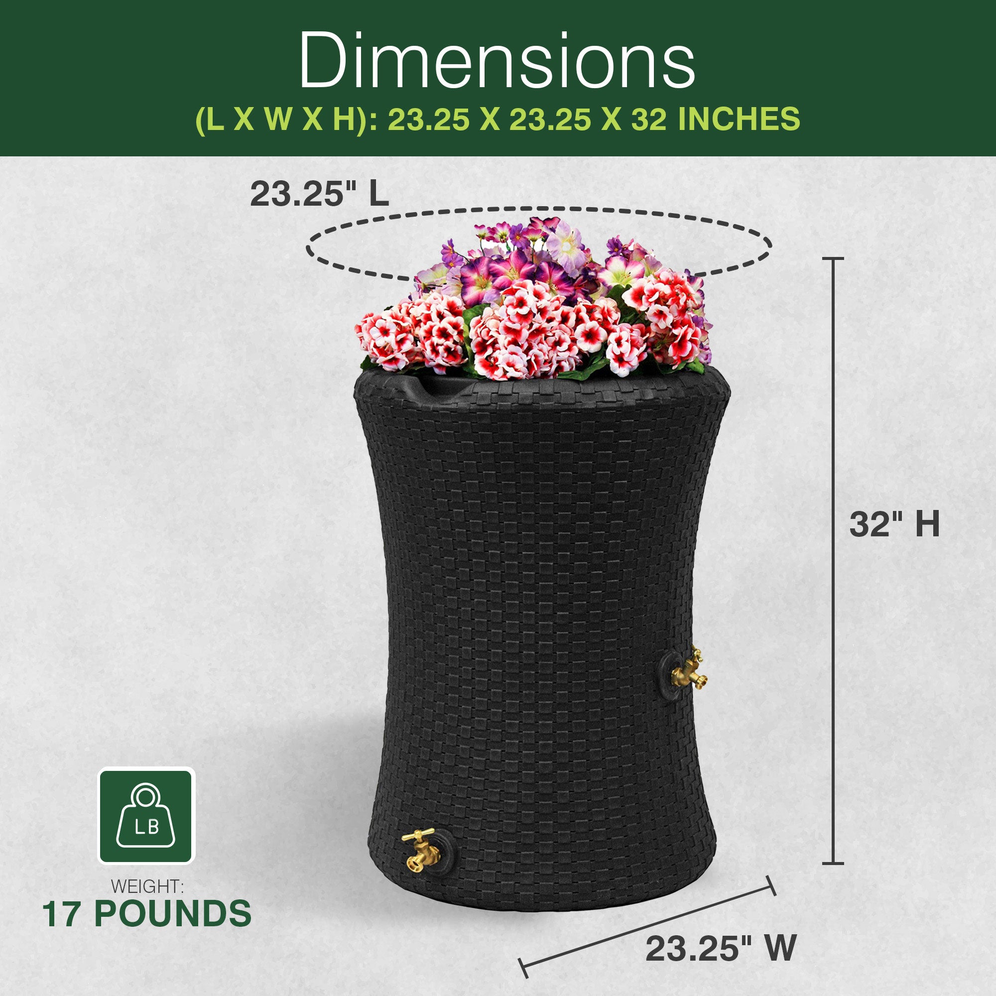 Good Ideas Impressions 50 Gallon Nantucket Rain Barrel Planter, Dark Brown - Smart-nests