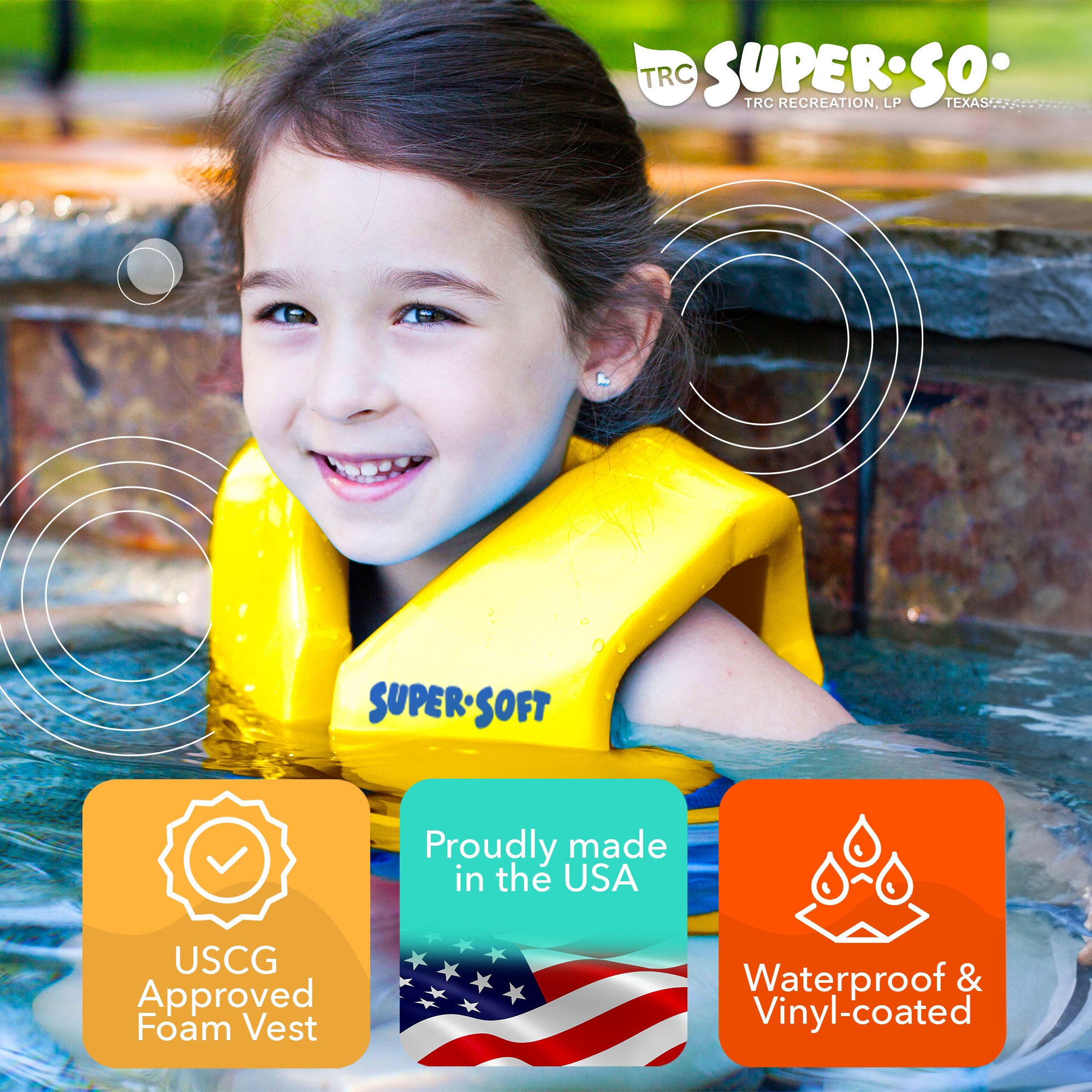 TRC Recreation Super Soft Child Life Jacket Swim Safety Vest, Medium, Yellow - Smart-nests