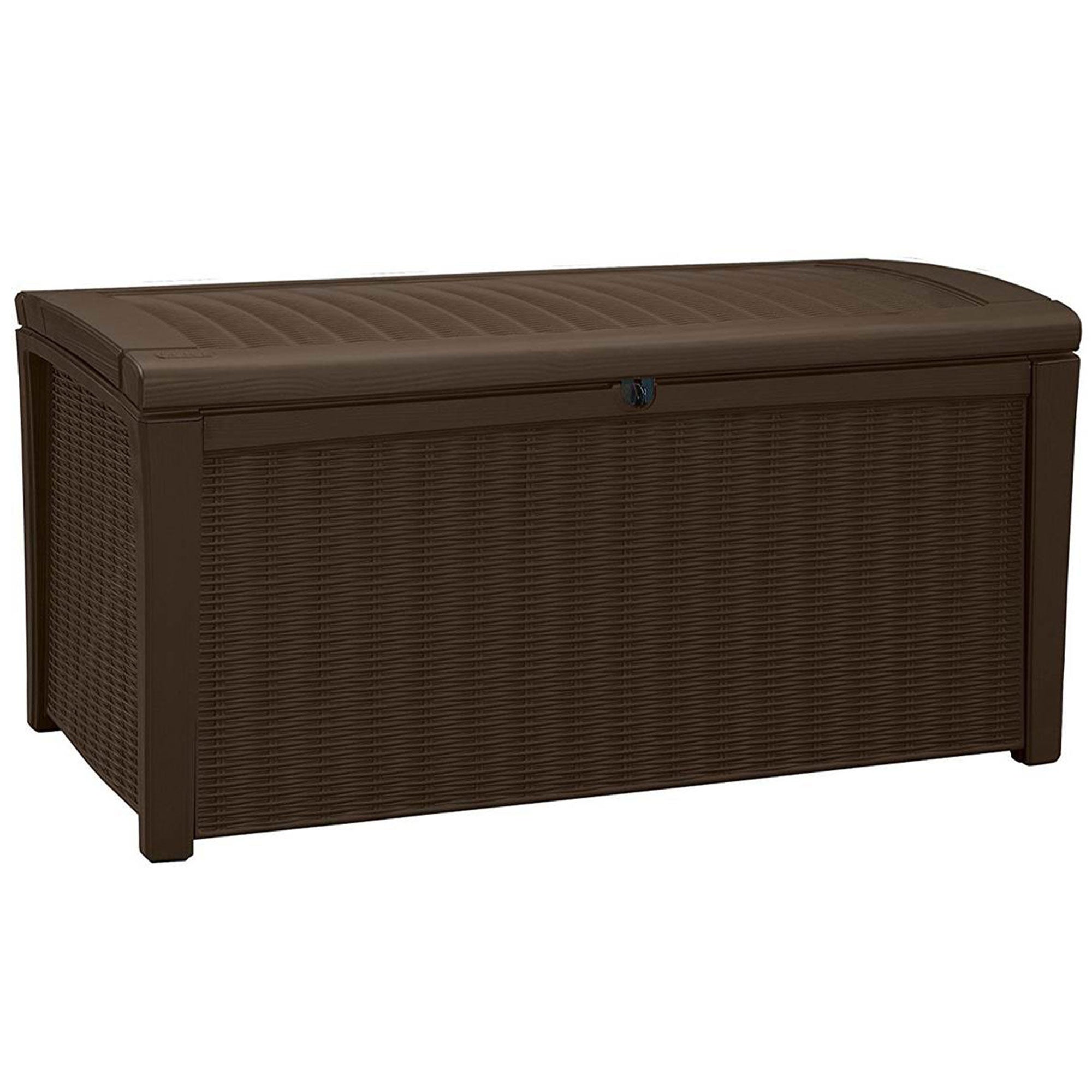Keter Borneo 110 Gallon Rattan Resin Patio Storage Deck Box and Bench (2 Pack) - Smart-nests