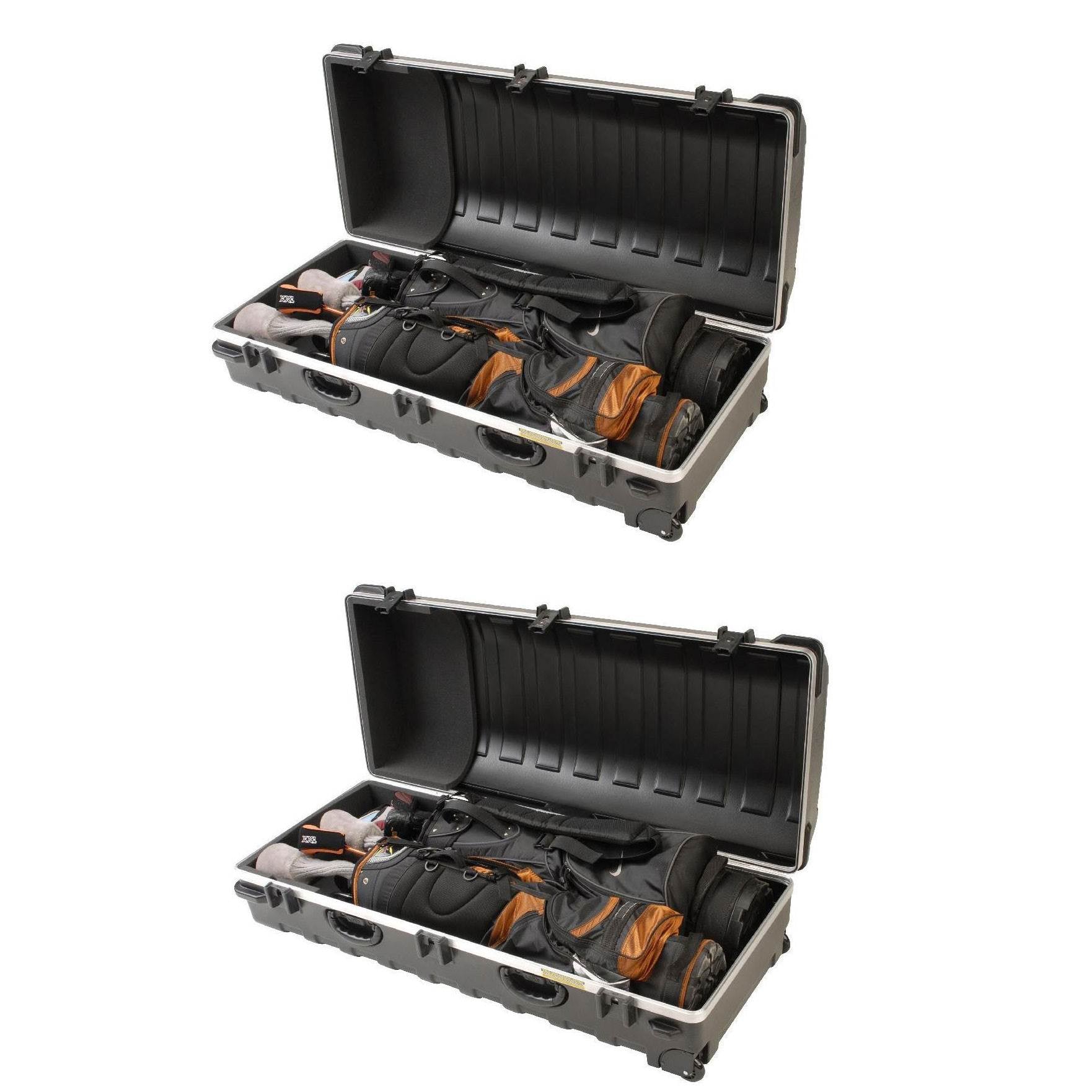 SKB Cases Double ATA Standard Hard Plastic Wheeled Golf Bag Travel Case (2 Pack) - Smart-nests
