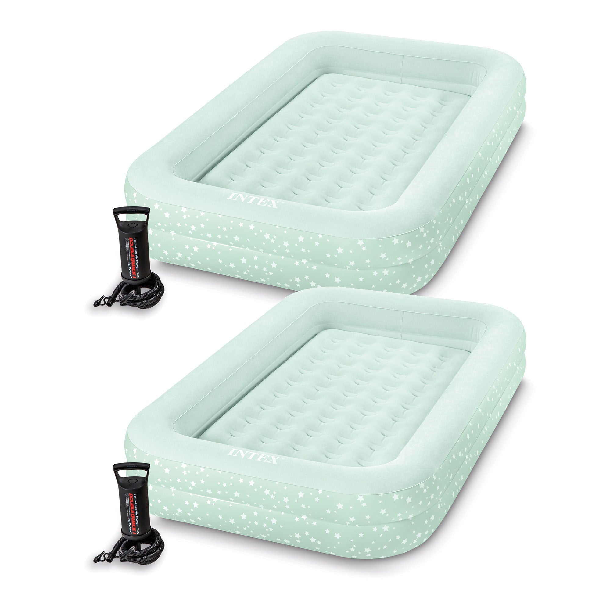 Intex Kids Travel Inflatable Air Mattress with Raised Sides & Hand Pump (2 Pack) - Smart-nests